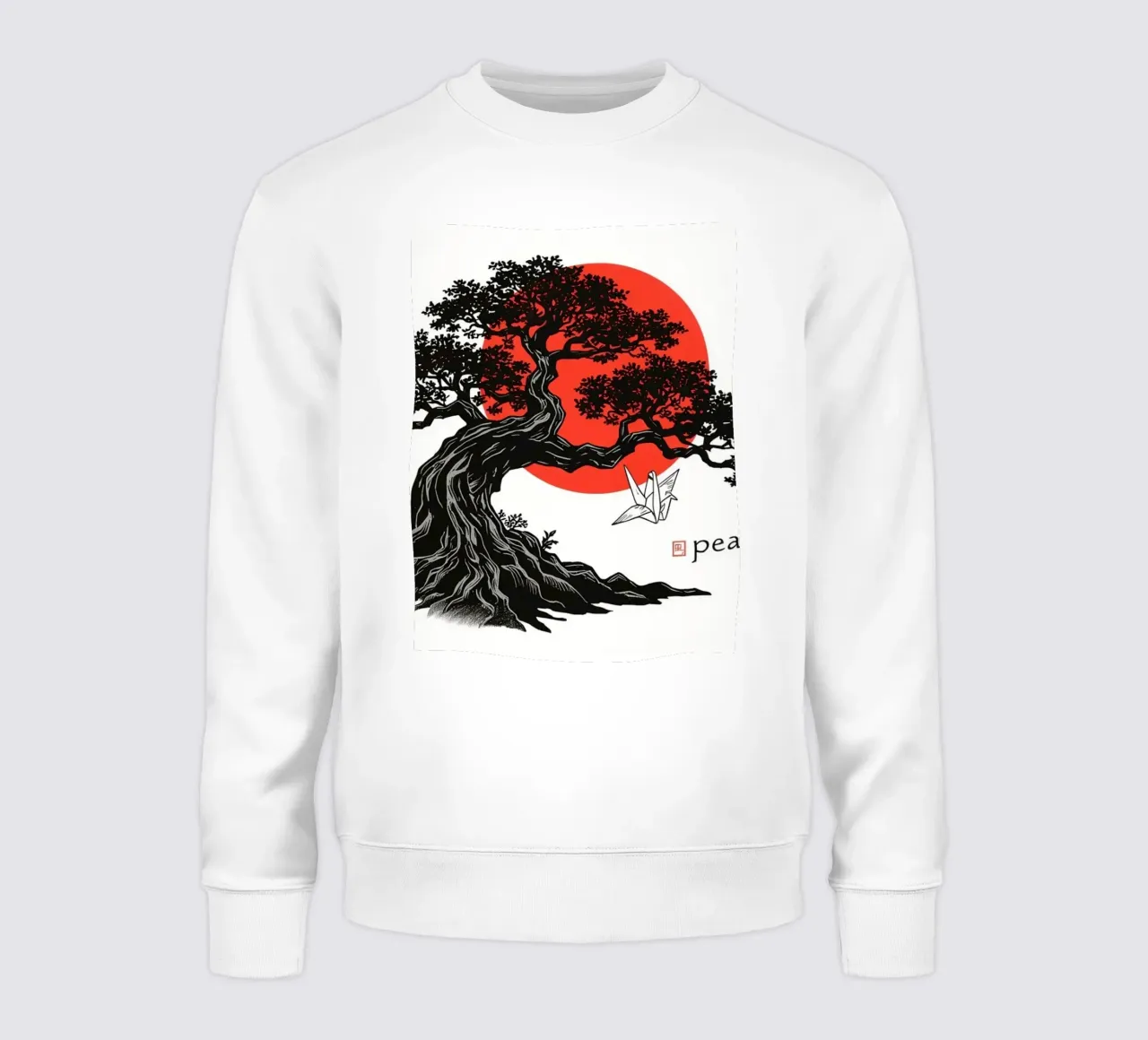Rappresentazione artistica di un bonsai sotto un sole rosso felpa da DesignDoodle
