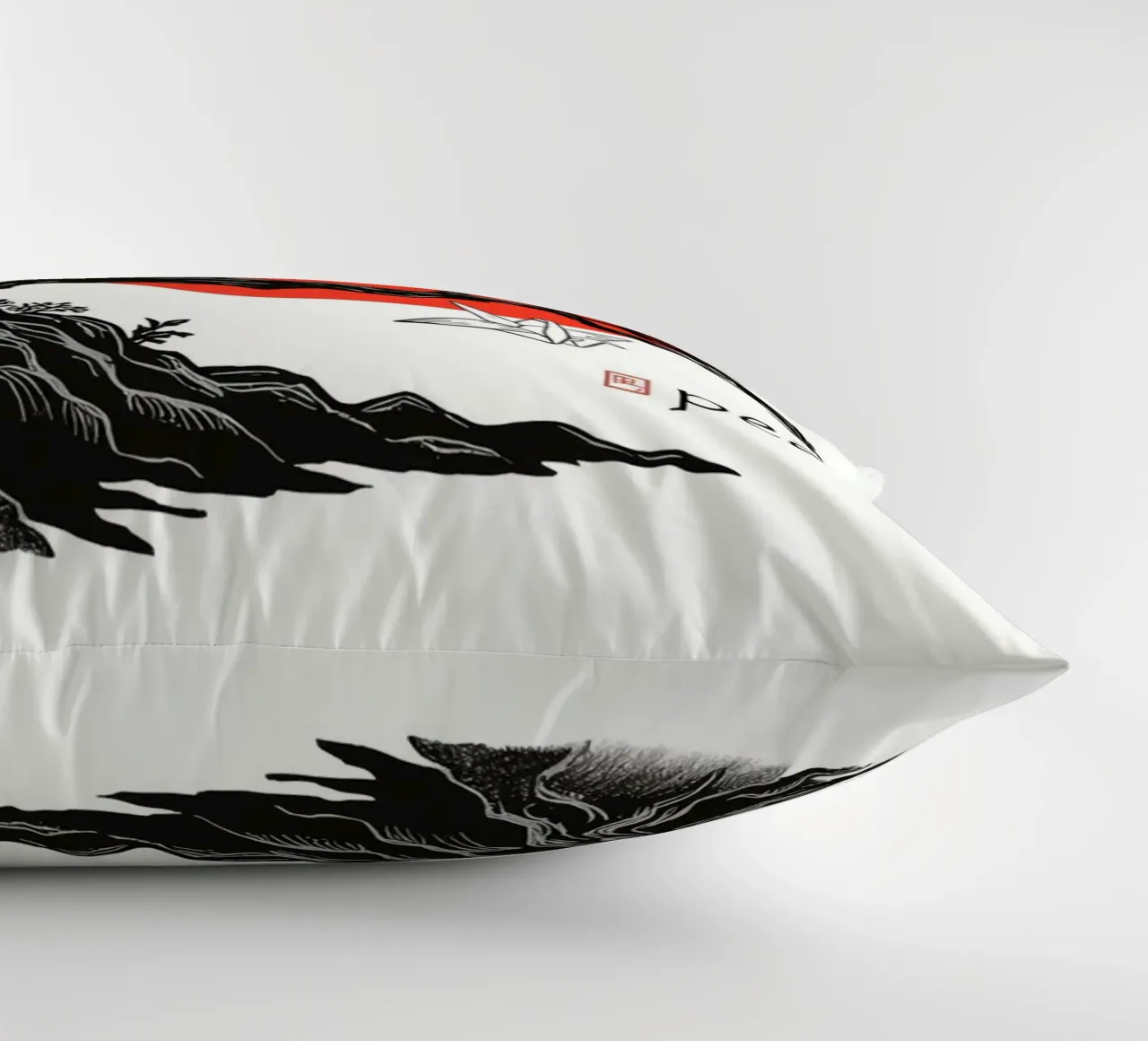 Rappresentazione artistica di un bonsai sotto un sole rosso cuscino da DesignDoodle