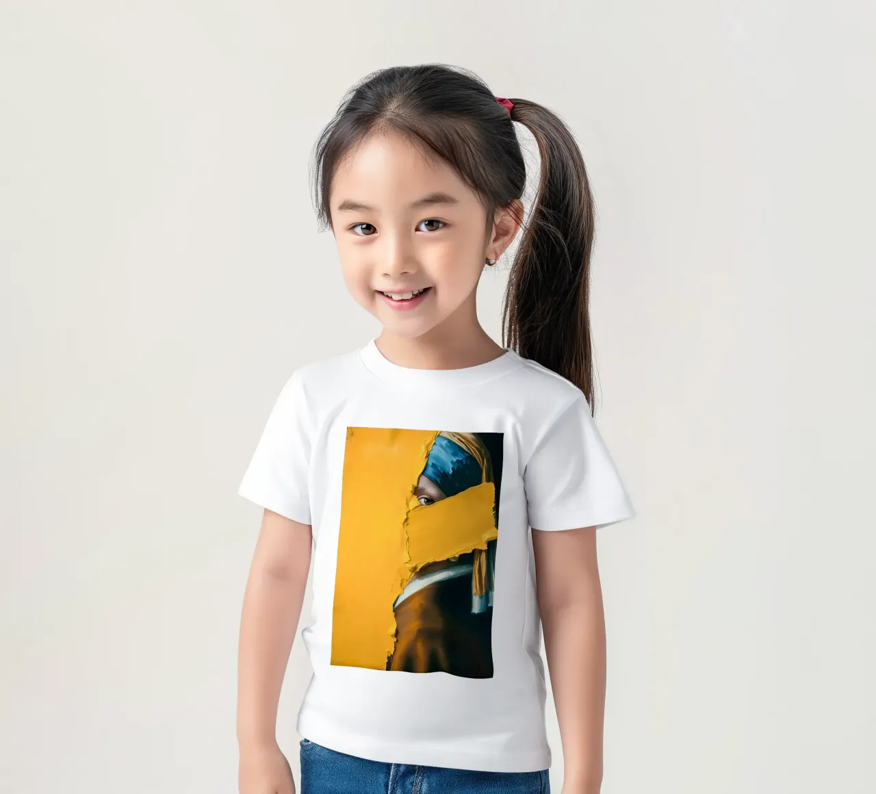 La ragazza con la striscia colorata - Vermeer Remix t-shirt bambini da KUNSTstück
