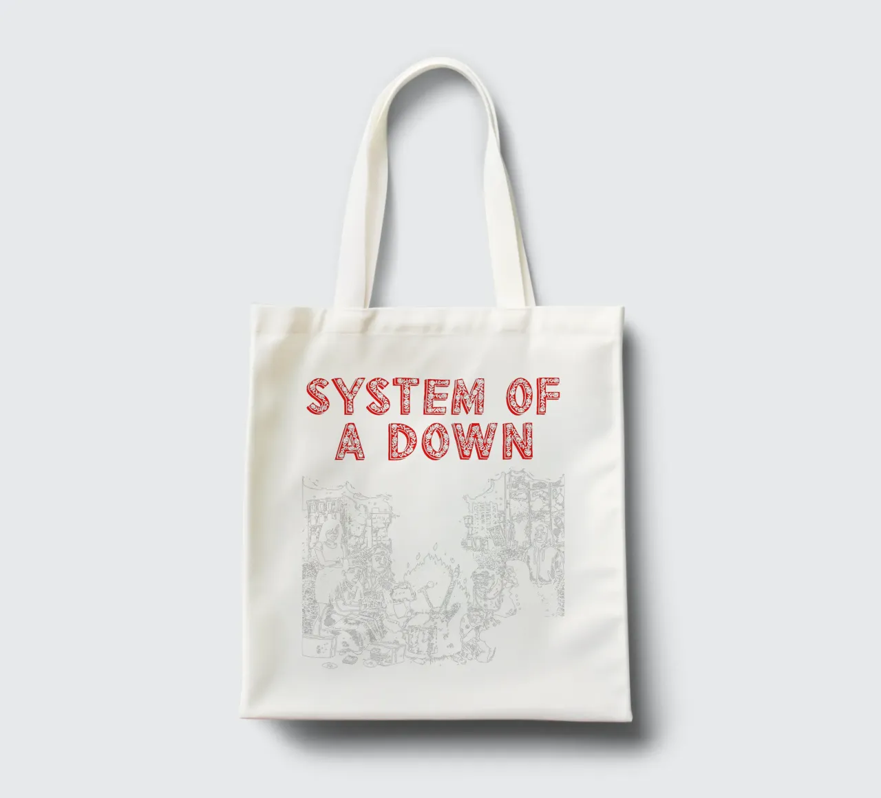 Maglietta essenziale dei System Of A Down borsa in juta da ninetyfourdesign_