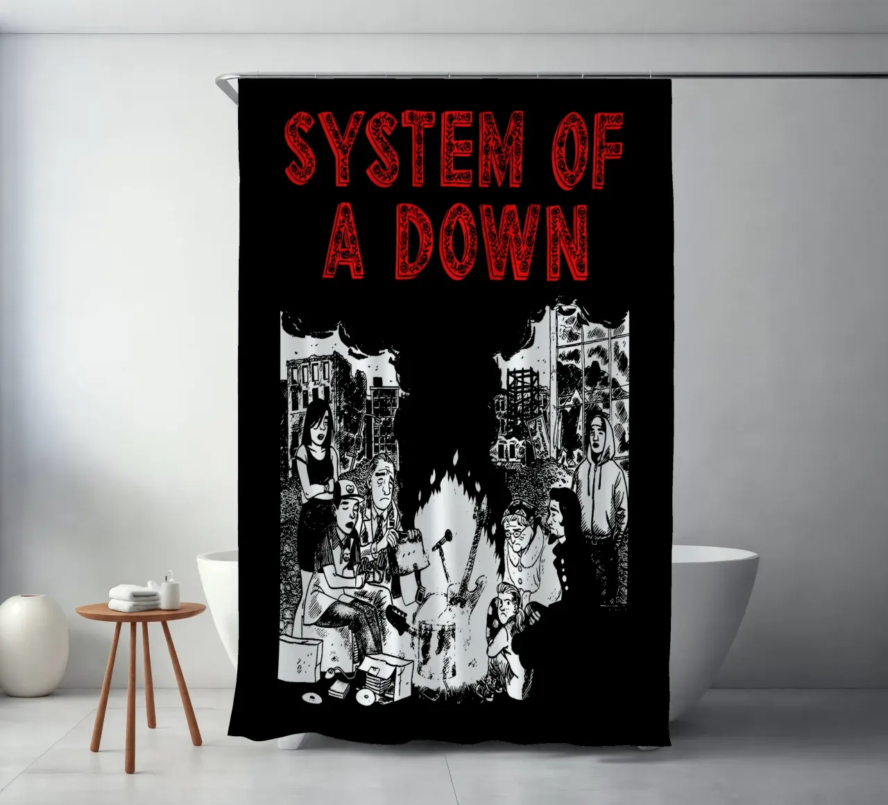 Maglietta essenziale dei System Of A Down tenda da doccia da ninetyfourdesign_
