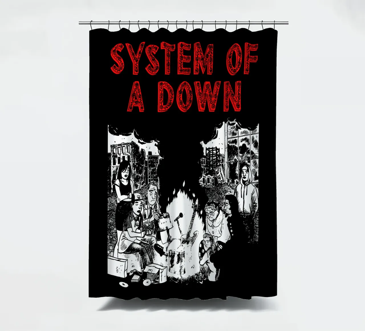 Maglietta essenziale dei System Of A Down tenda da doccia da ninetyfourdesign_