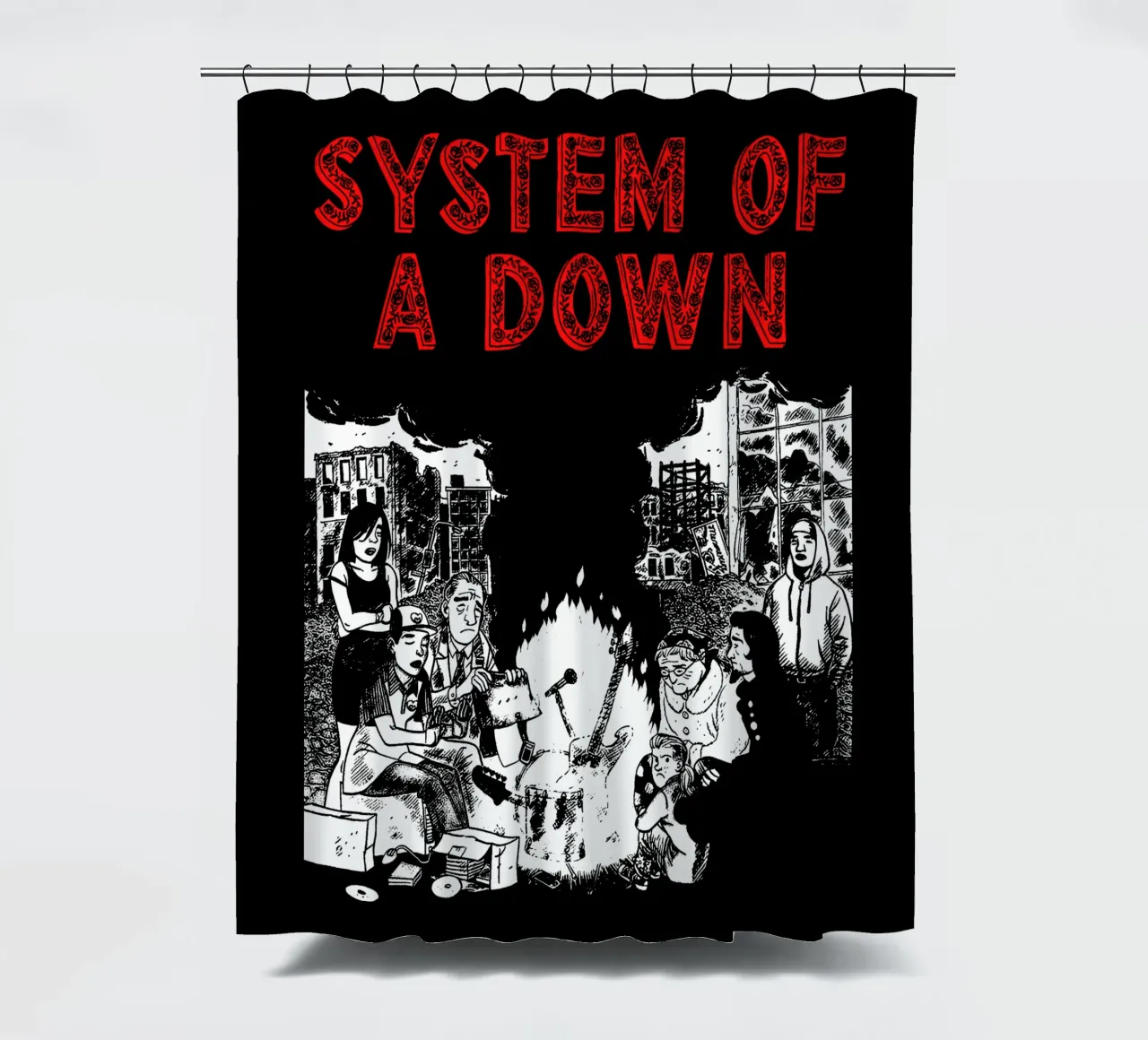 Maglietta essenziale dei System Of A Down tenda da doccia da ninetyfourdesign_