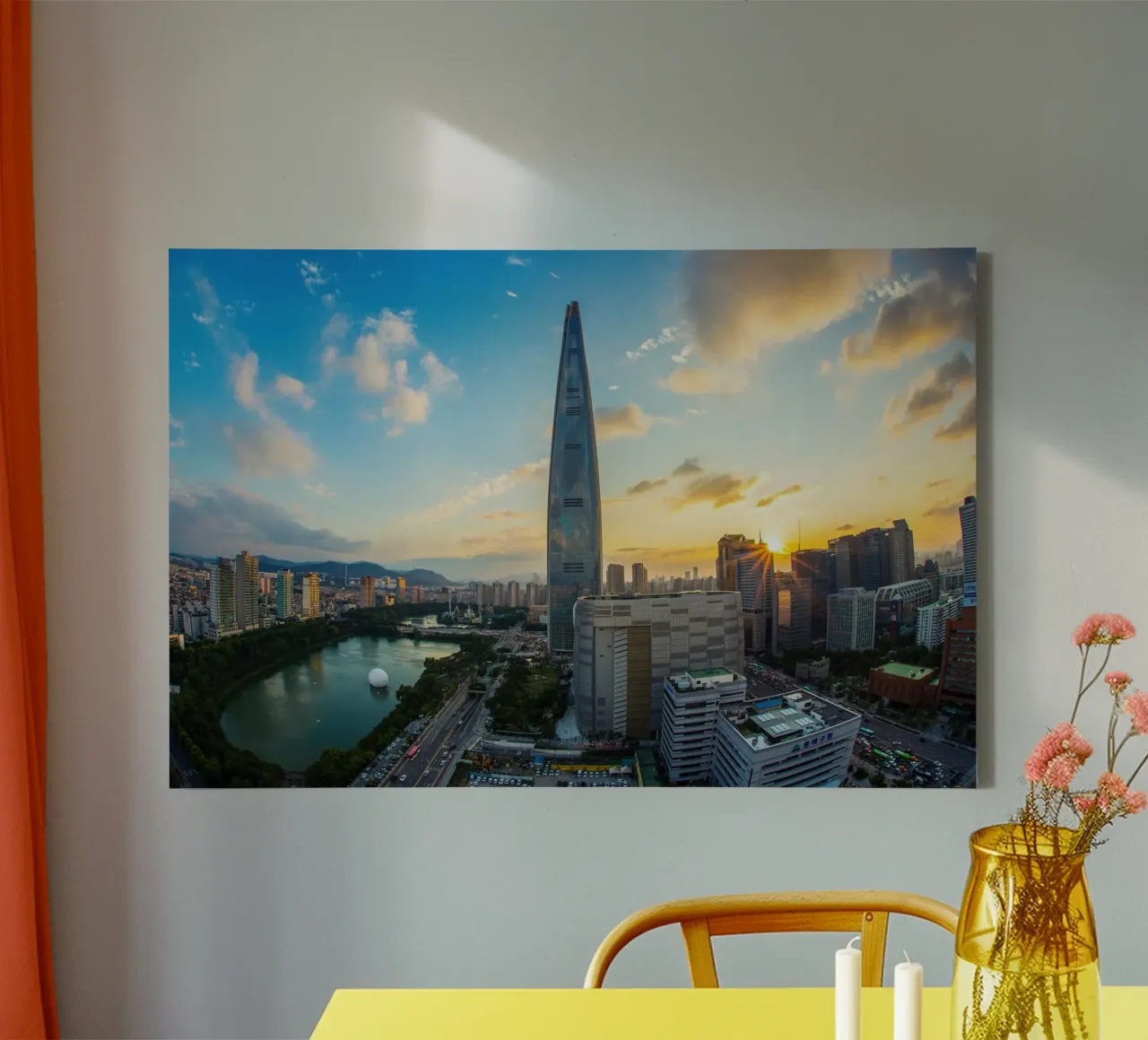 Torre Lotte World al tramonto, Seul, Corea del Sud tela da Wanderlust Vibes