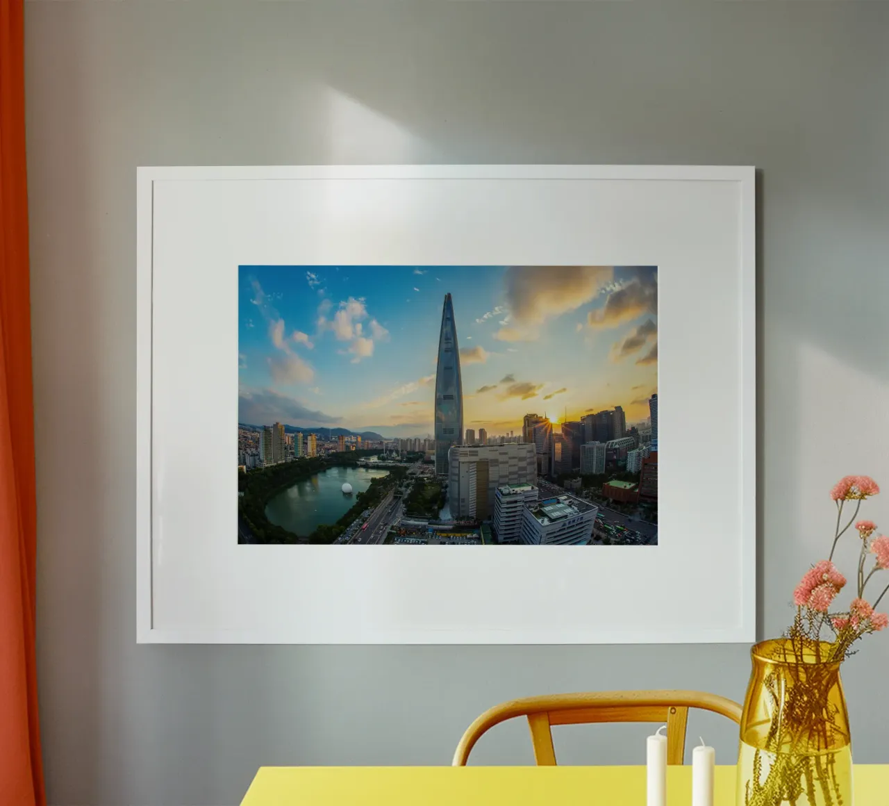 Torre Lotte World al tramonto, Seul, Corea del Sud poster da Wanderlust Vibes