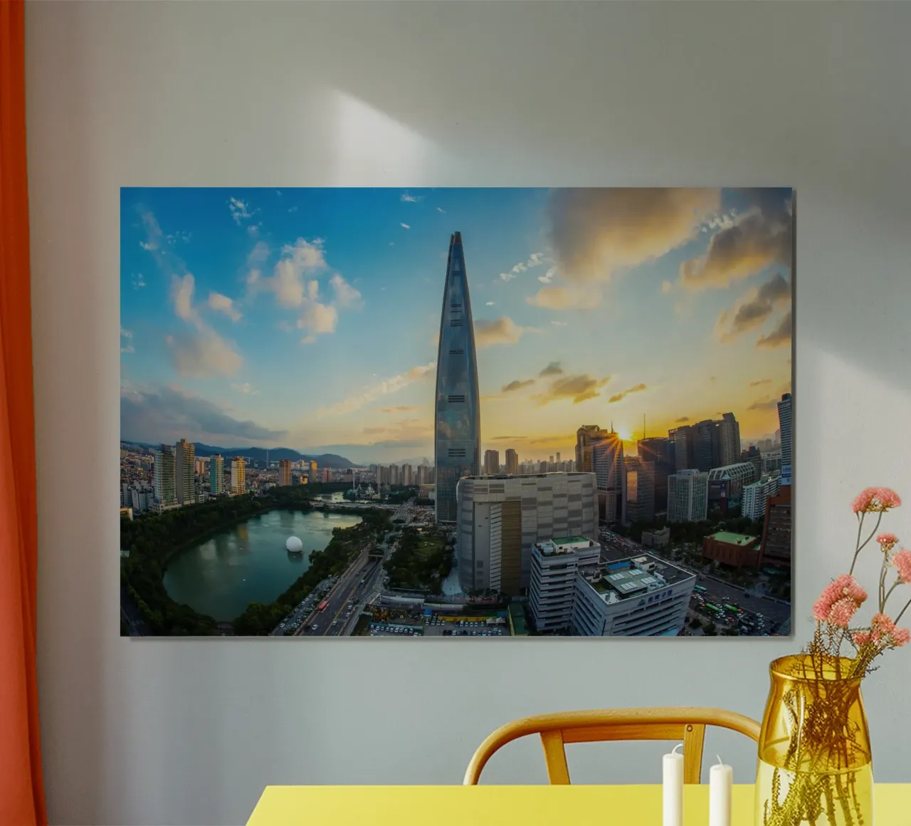 Torre Lotte World al tramonto, Seul, Corea del Sud poster da Wanderlust Vibes