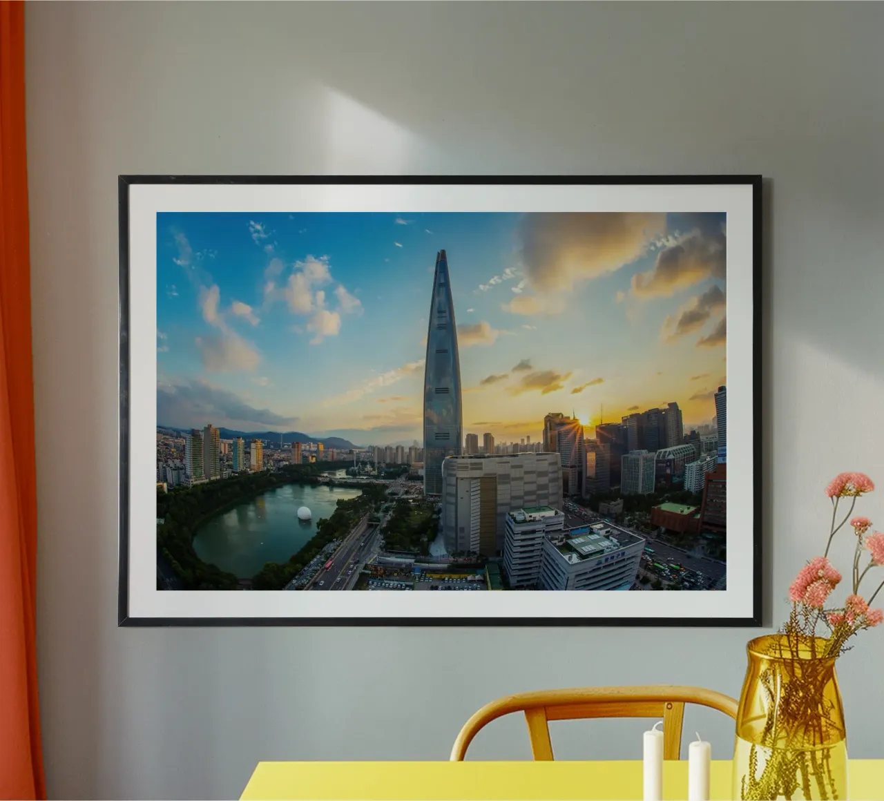 Torre Lotte World al tramonto, Seul, Corea del Sud poster da Wanderlust Vibes
