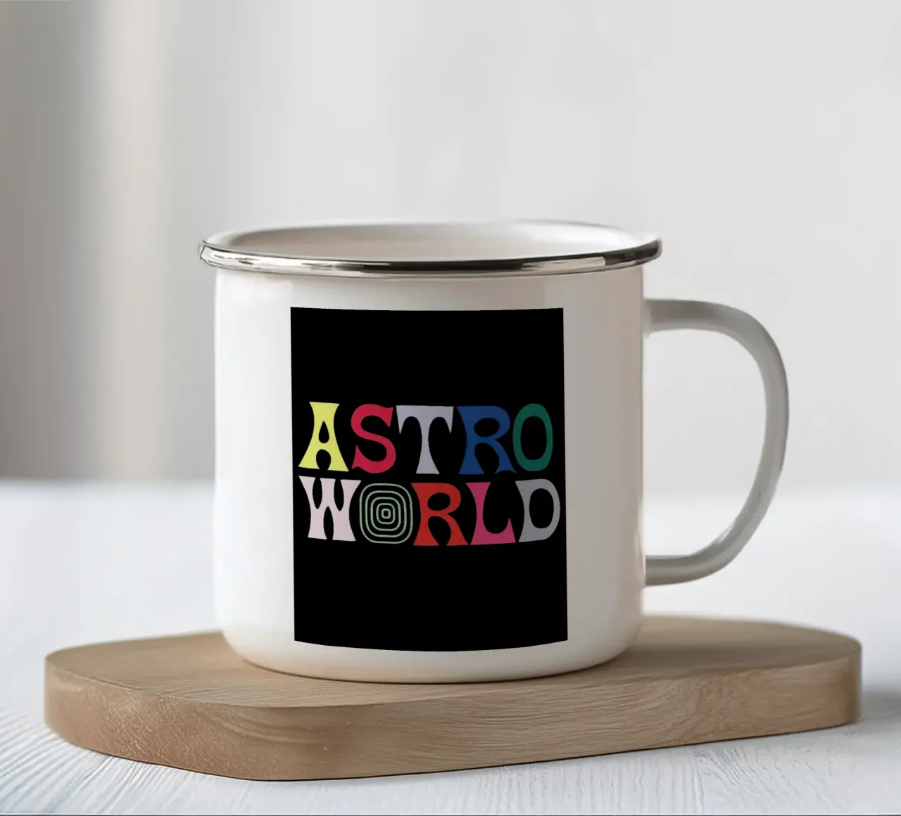Travis Scott Astro World emaille mok van Musadad Shop