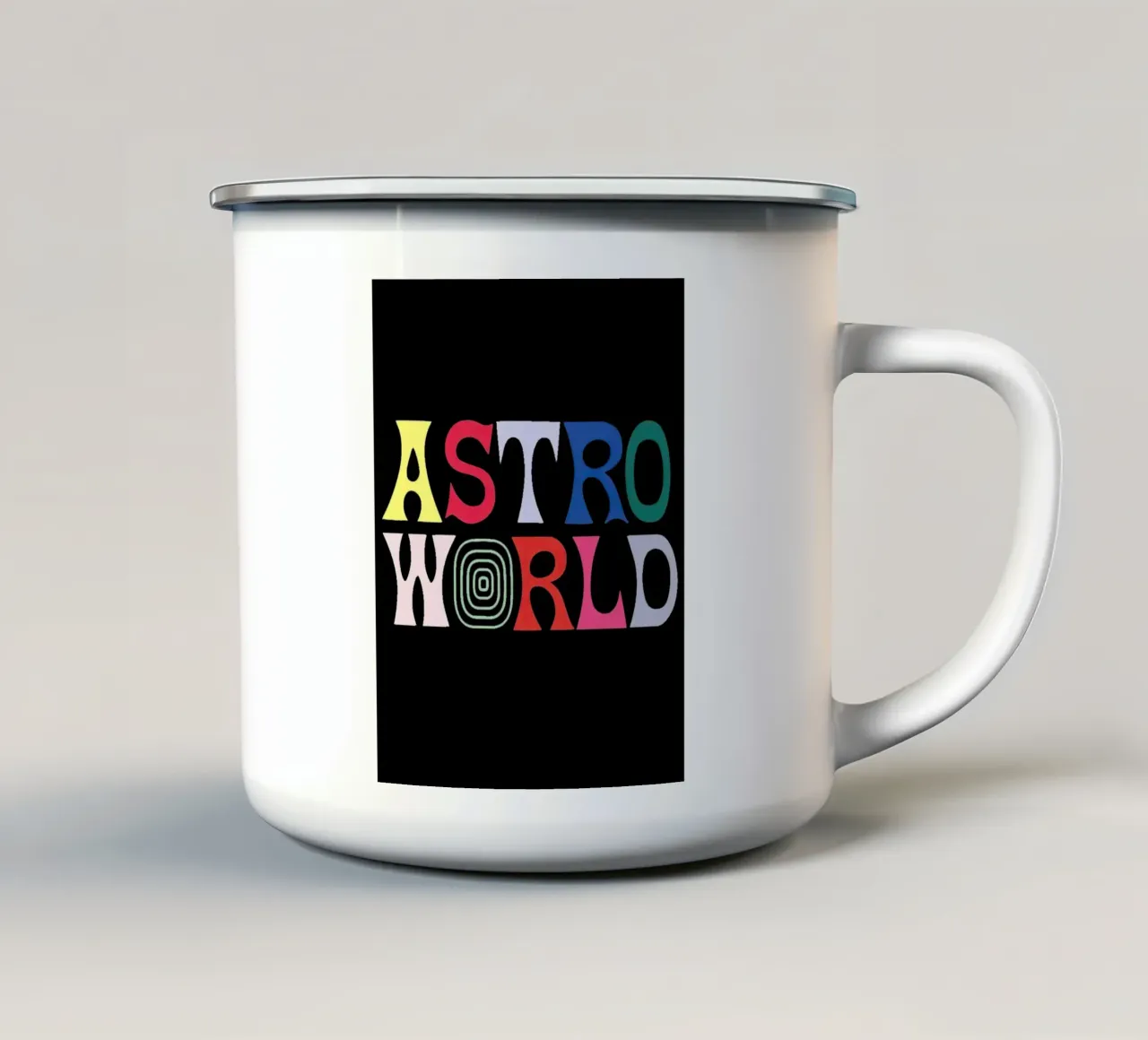 Travis Scott Astro World emaille mok van Musadad Shop