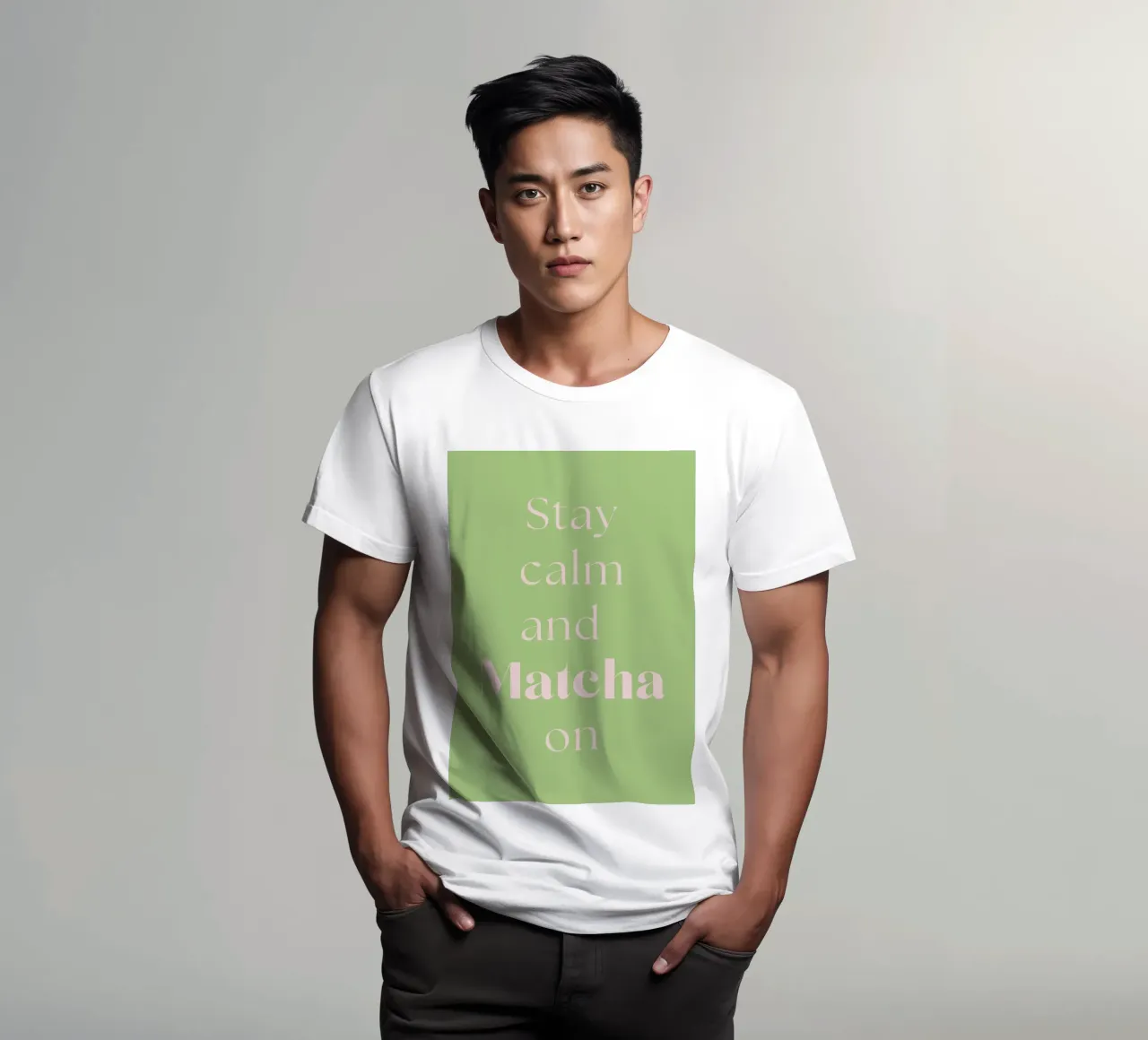 Mantenere la calma e continuare con il matcha t-shirt da Quirk & Quote