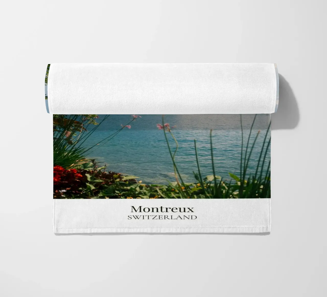 Montreux: Switzerland beach towel by FujiFrames