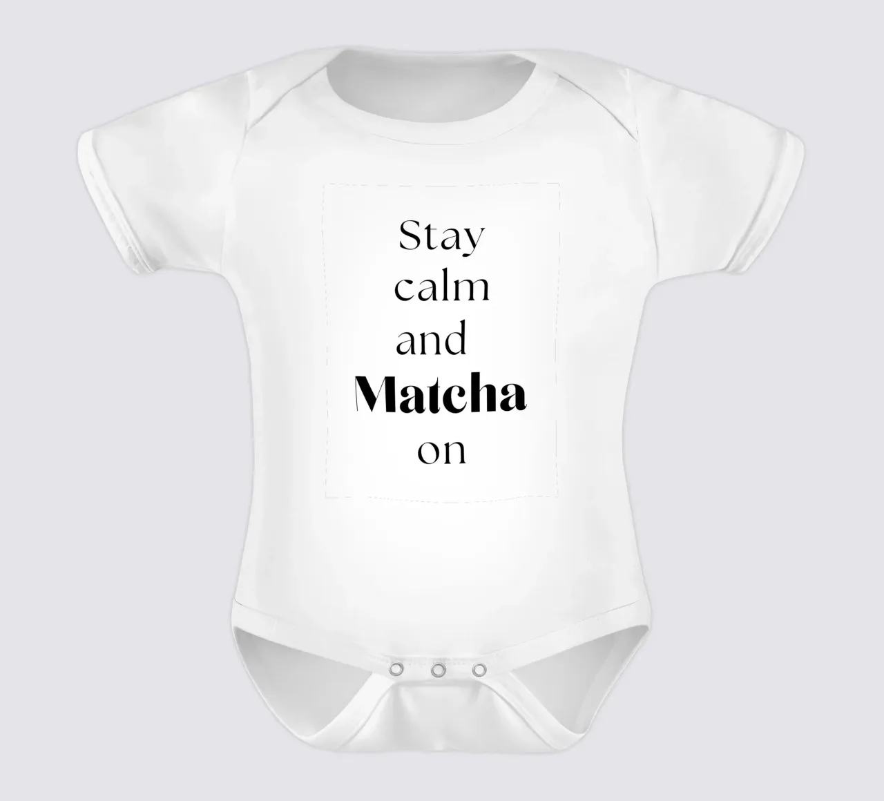 Mantenere la calma e continuare con il matcha body neonato maniche corte da Quirk & Quote