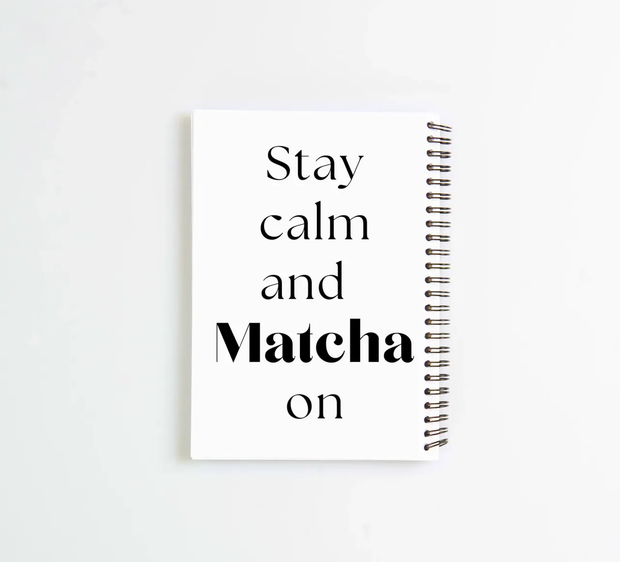 Stay calm and matcha on spiral notebook by Quirk & Quote