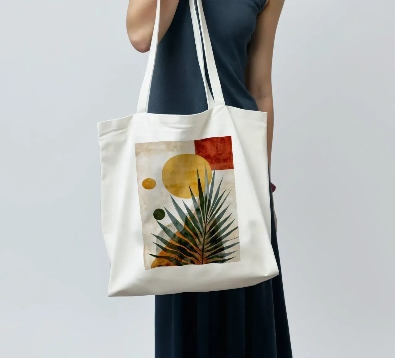 Palme Blatt abstrakte Kunst Jutebeutel von Studio Verde