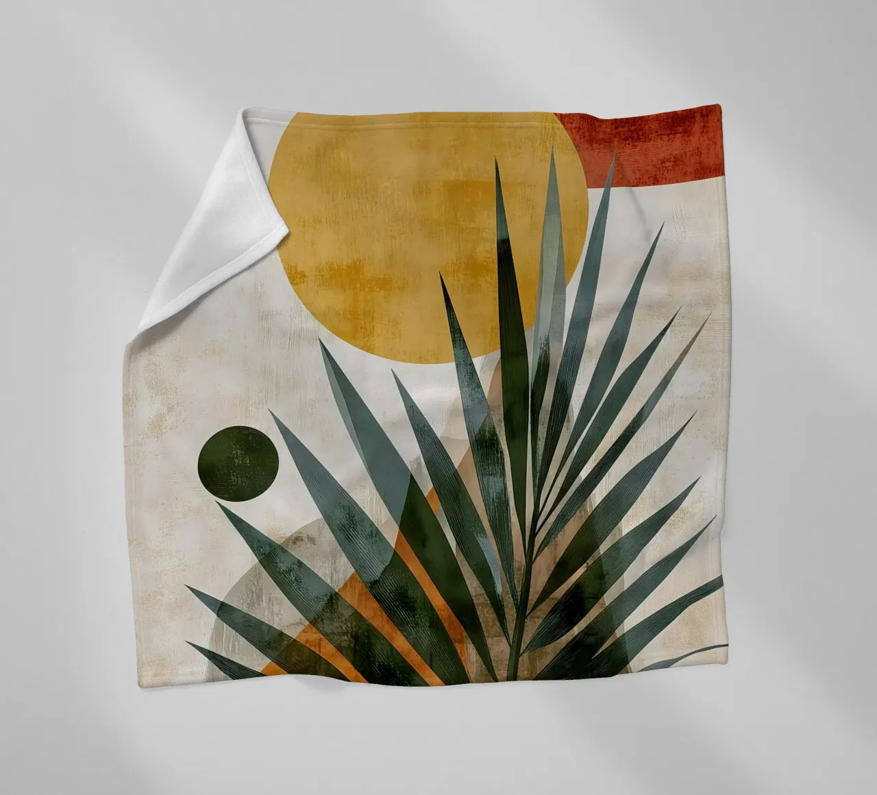 Palm leaf abstract art fleece blanket by Studio Verde