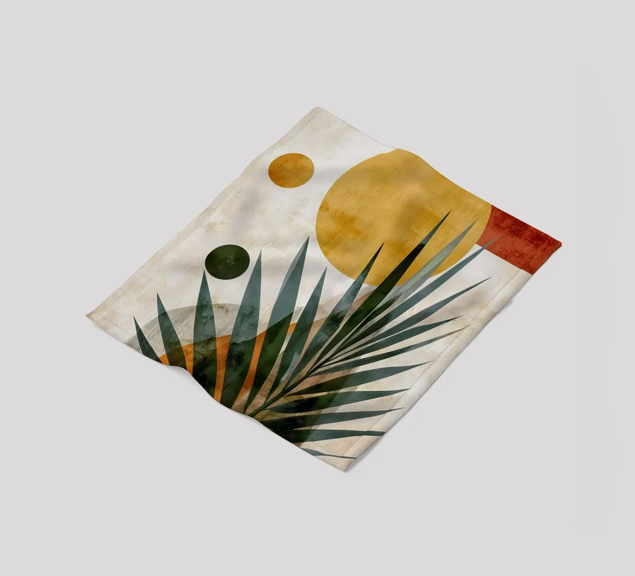 Palm leaf abstract art fleece blanket by Studio Verde