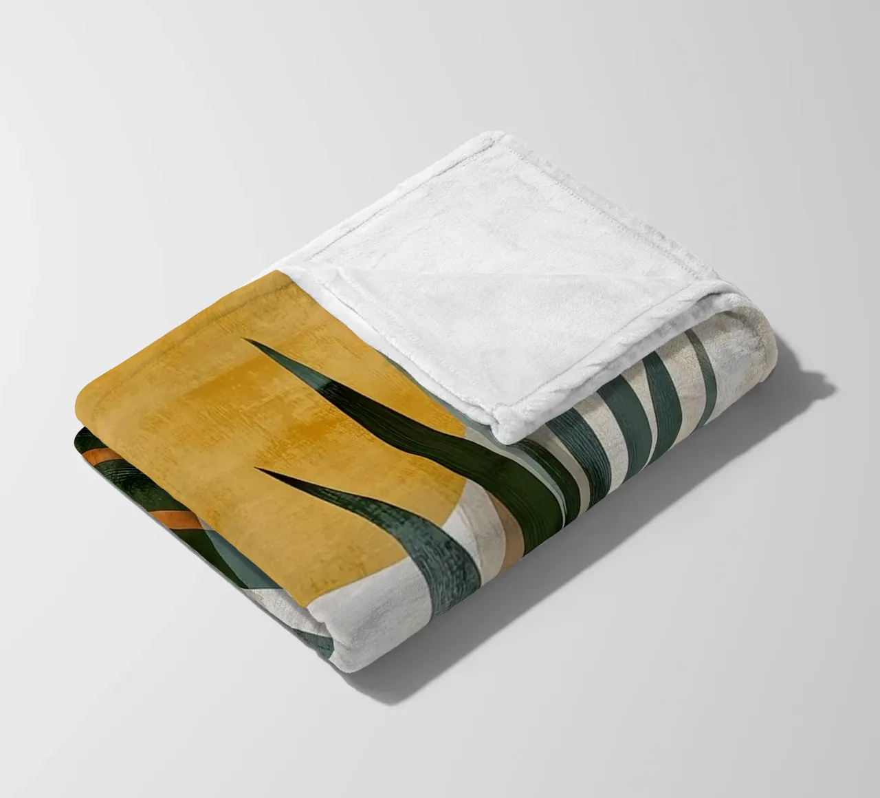 Palm leaf abstract art fleece blanket by Studio Verde