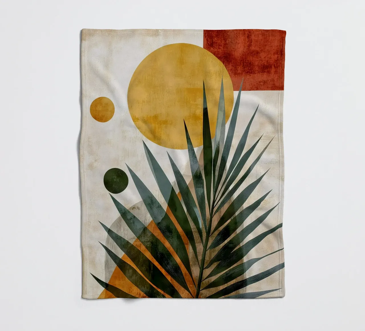 Palm leaf abstract art fleece blanket by Studio Verde