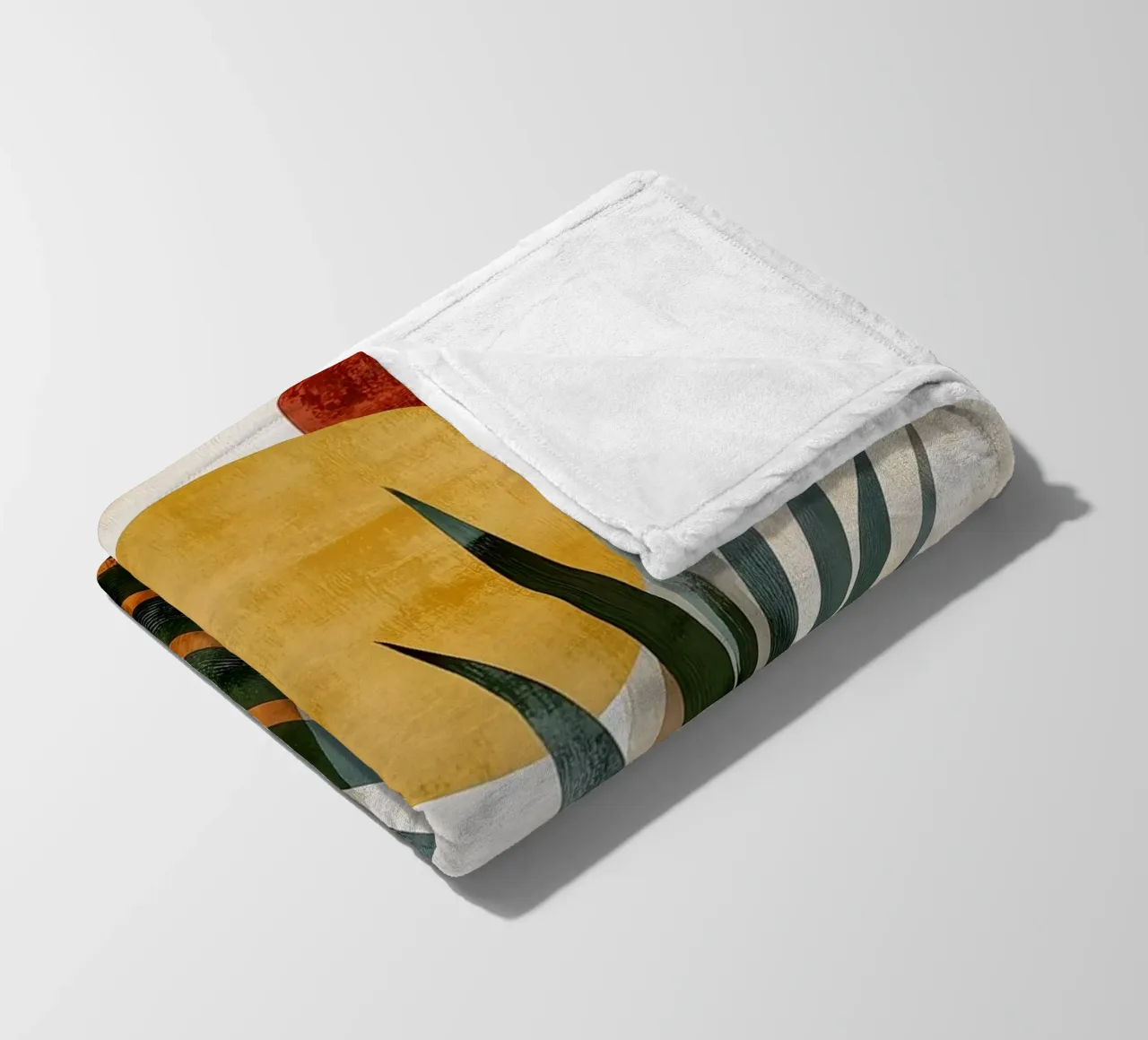 Palm leaf abstract art fleece blanket by Studio Verde