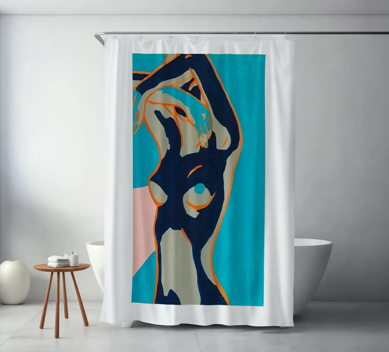 Ragazza nuda colorata d'epoca tenda da doccia da https://www.juniqe.com/uk/shop/Henndraws