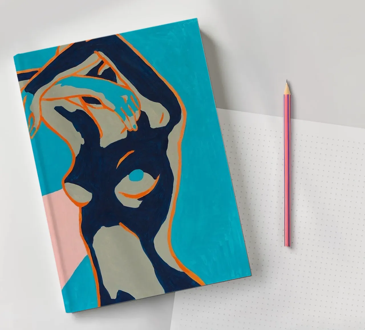 Ragazza nuda colorata d'epoca diario da https://www.juniqe.com/uk/shop/Henndraws