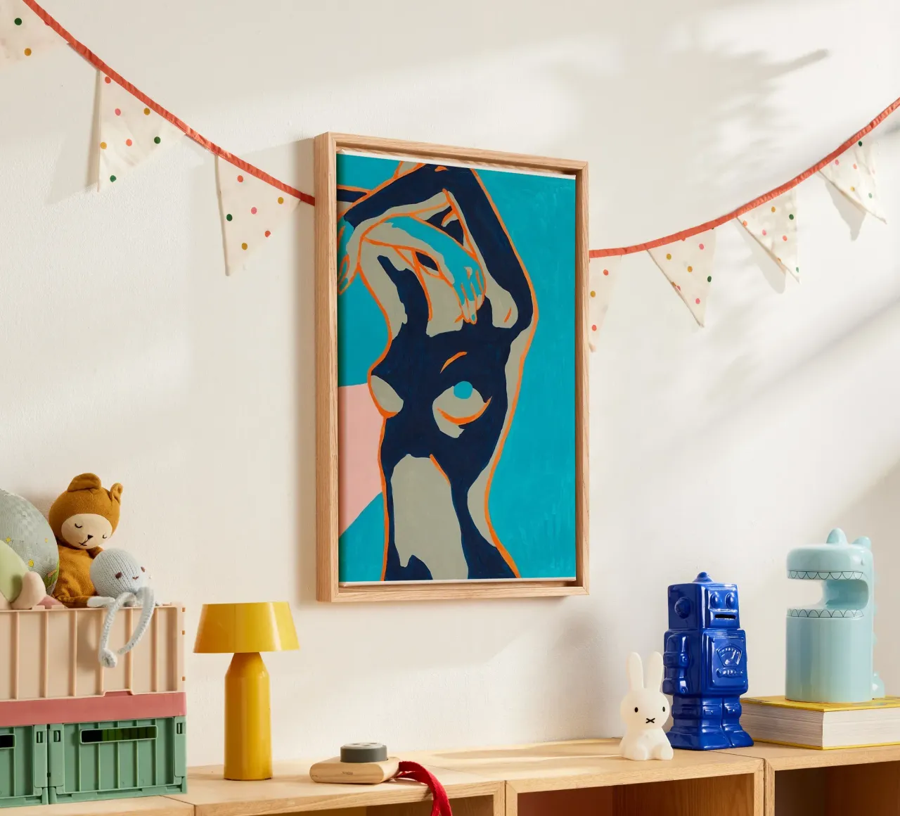 Ragazza nuda colorata d'epoca tela da https://www.juniqe.com/uk/shop/Henndraws