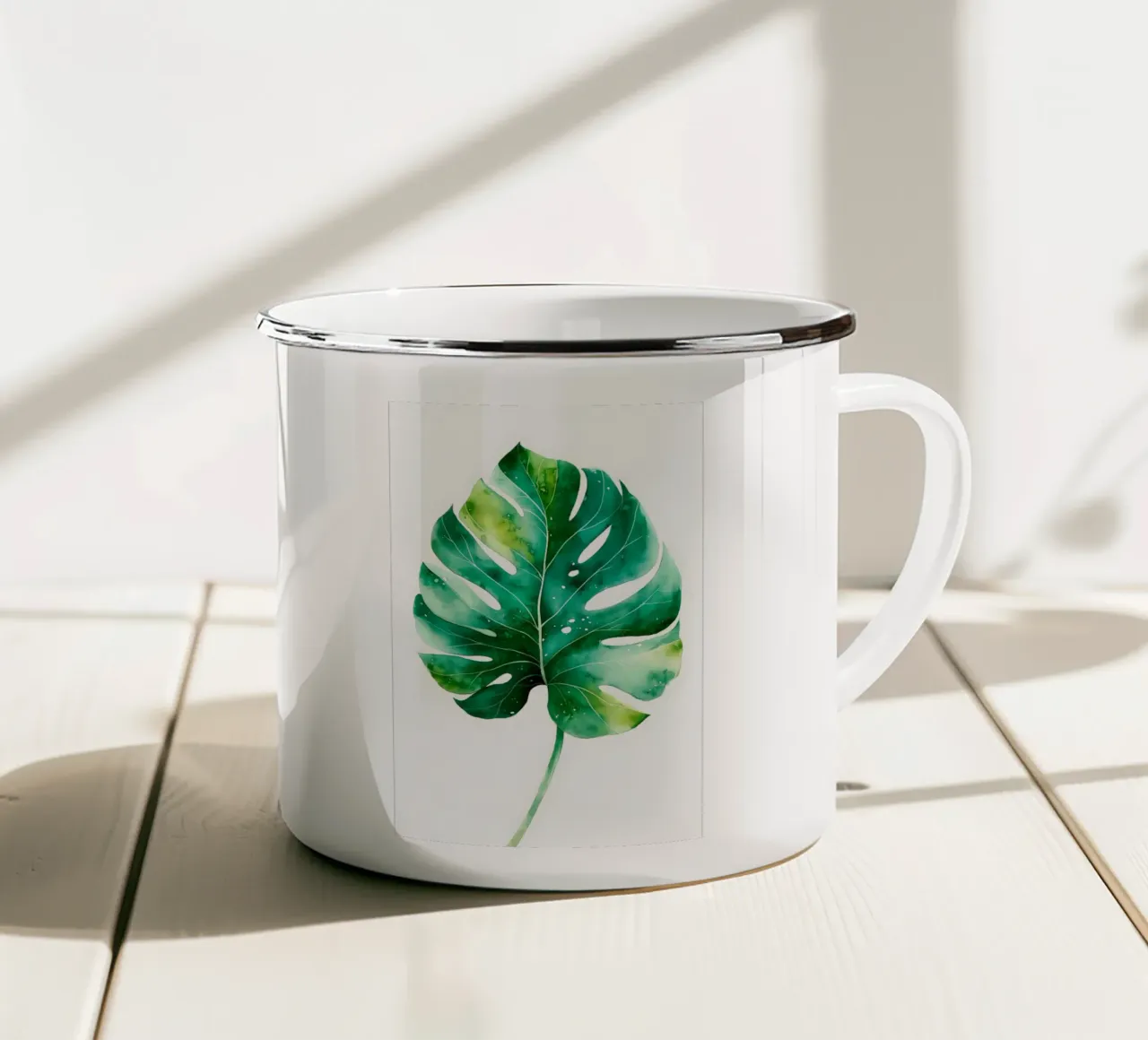Foglia di Monstera tazza in smalto da Studio Verde