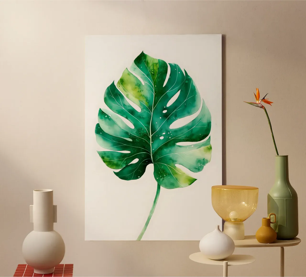 Monstera leaf canvas by Studio Verde