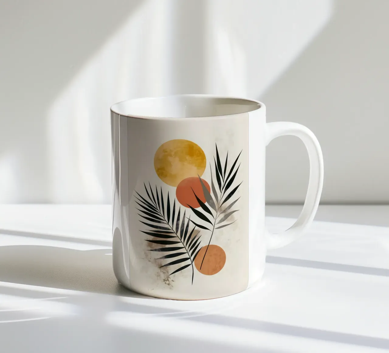 Palm fronds abstract art ceramic mug by Studio Verde