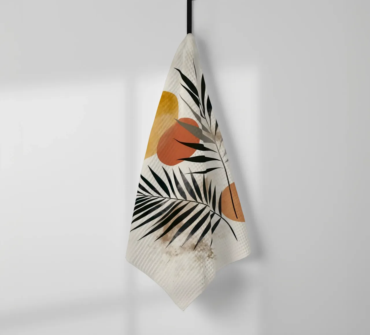 Palm fronds abstract art tea towel by Studio Verde