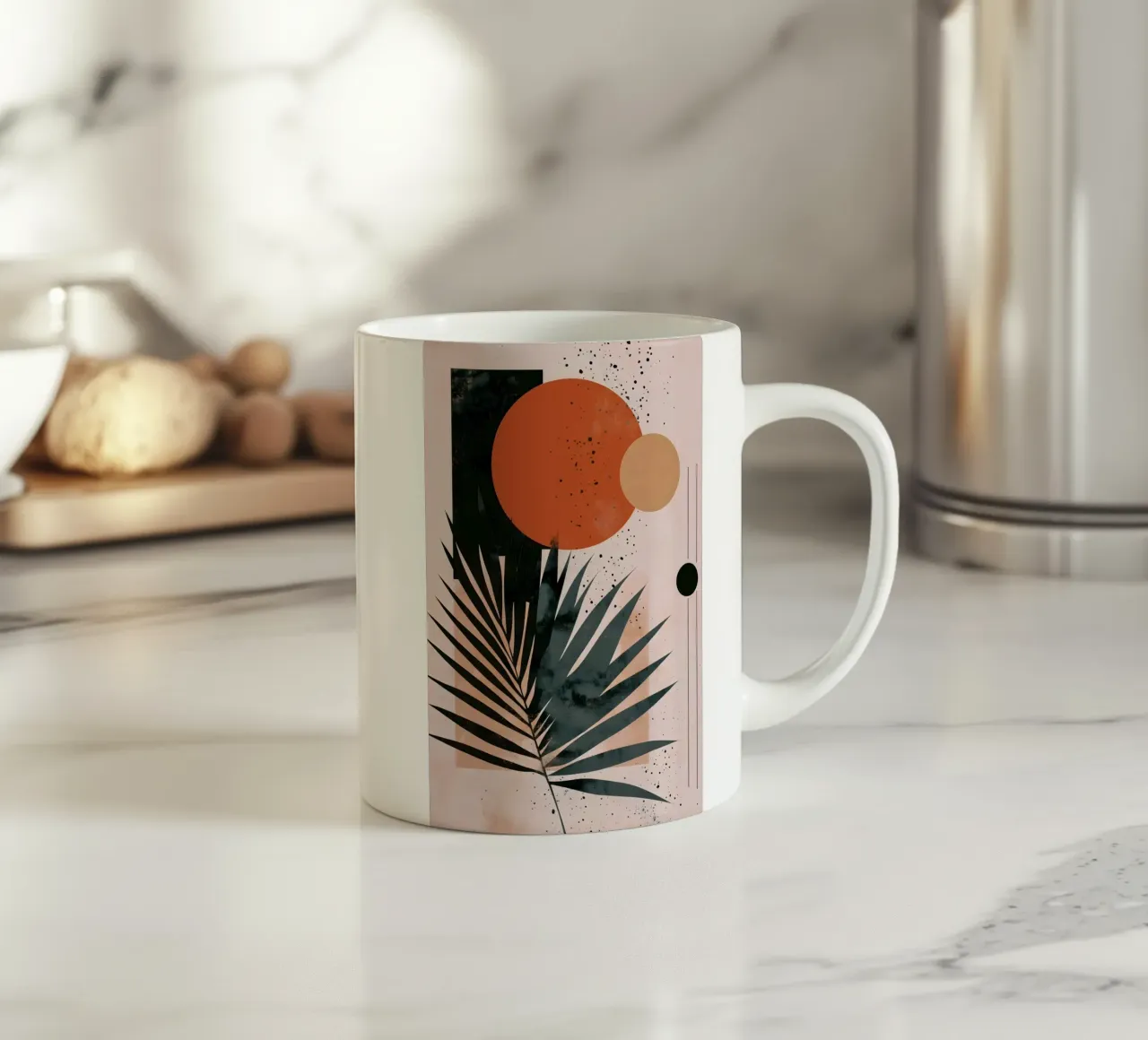 Palmenblatt abstrakte Kunst Keramik Tasse von Studio Verde
