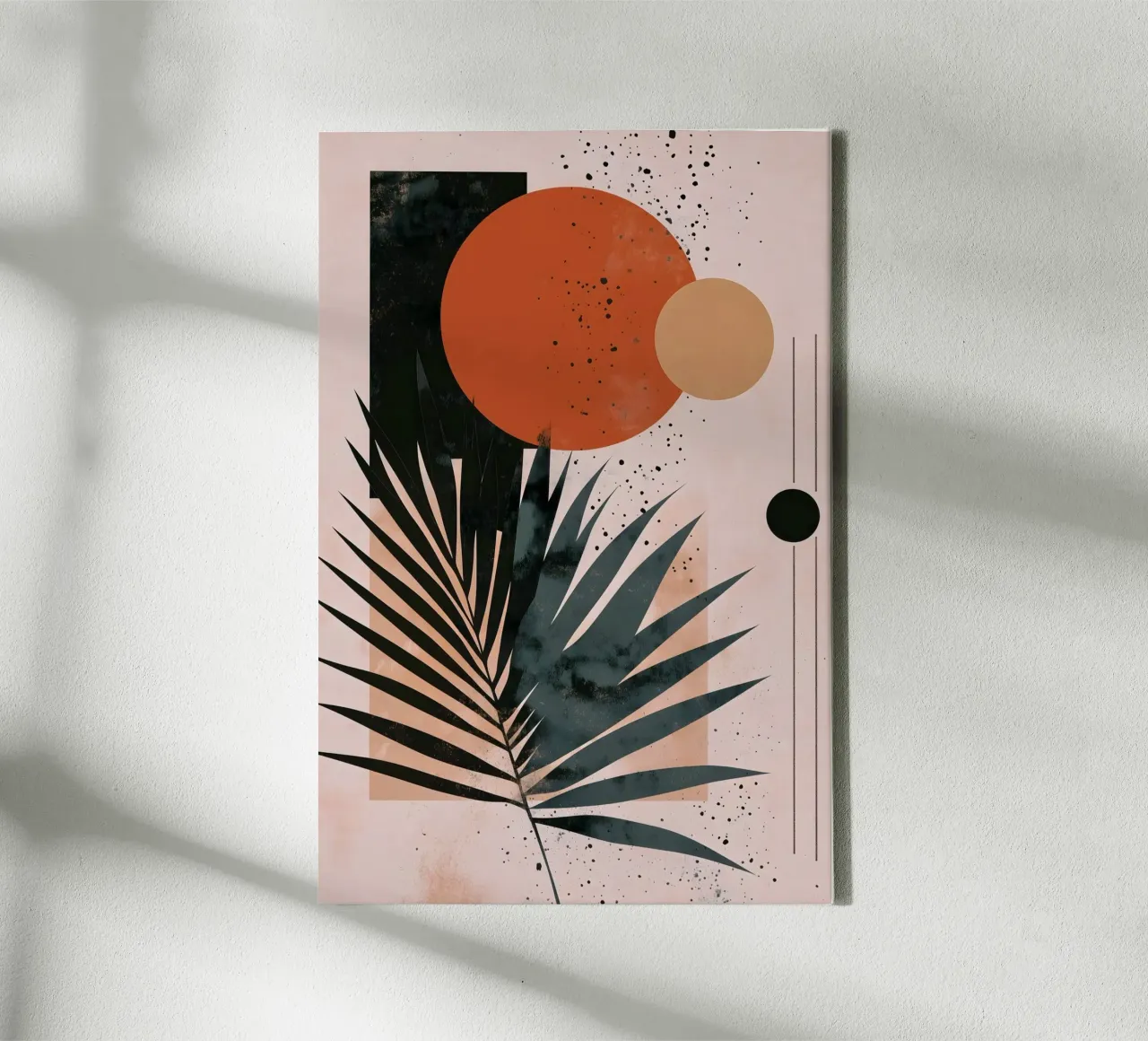 Palmblad abstracte kunst canvas met Baklijst van Studio Verde
