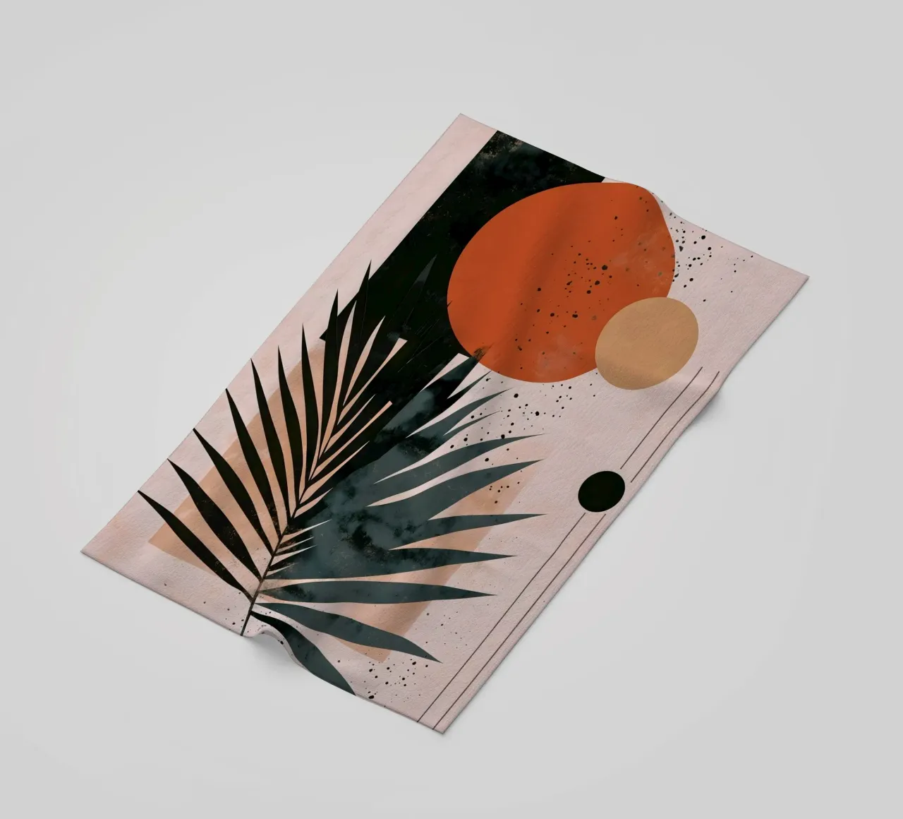 Palm leaf abstract art beach towel by Studio Verde