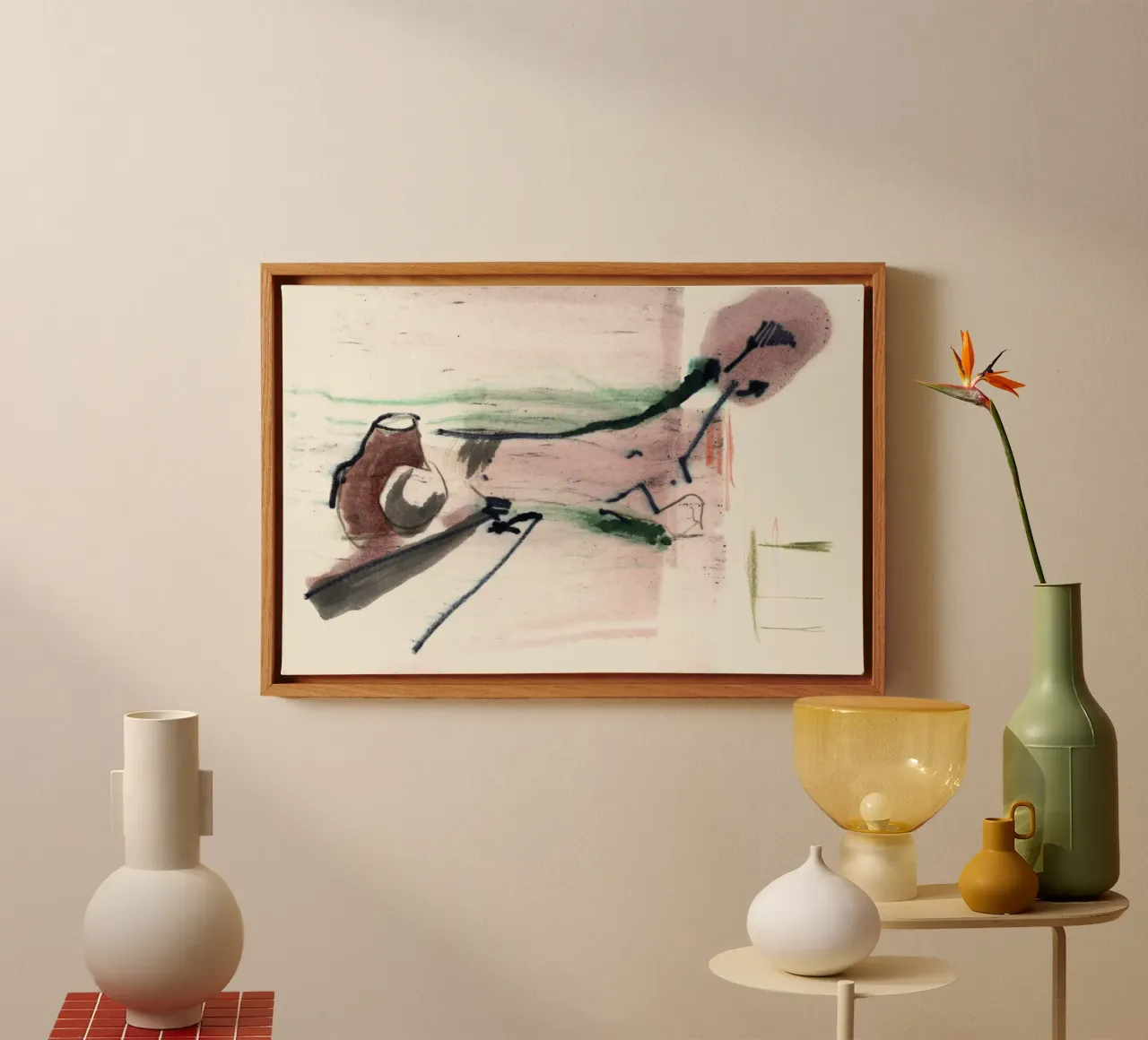 Gevallen ledemaat natuur schets 240725 canvas met Baklijst van ISABO Creations