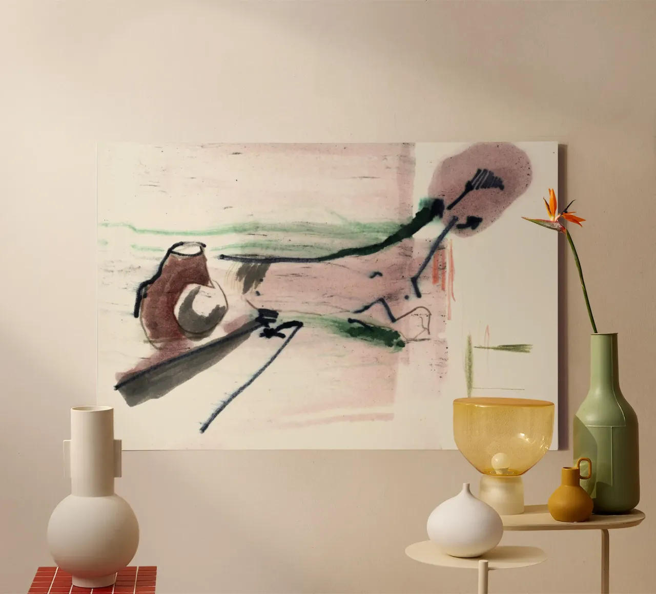 Gevallen ledemaat natuur schets 240725 canvas met Baklijst van ISABO Creations