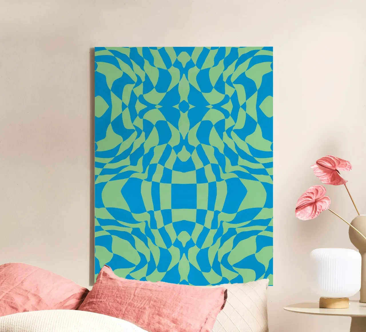 Symmetrical checker vibration 07 canvas with Floater frame by Little Dean