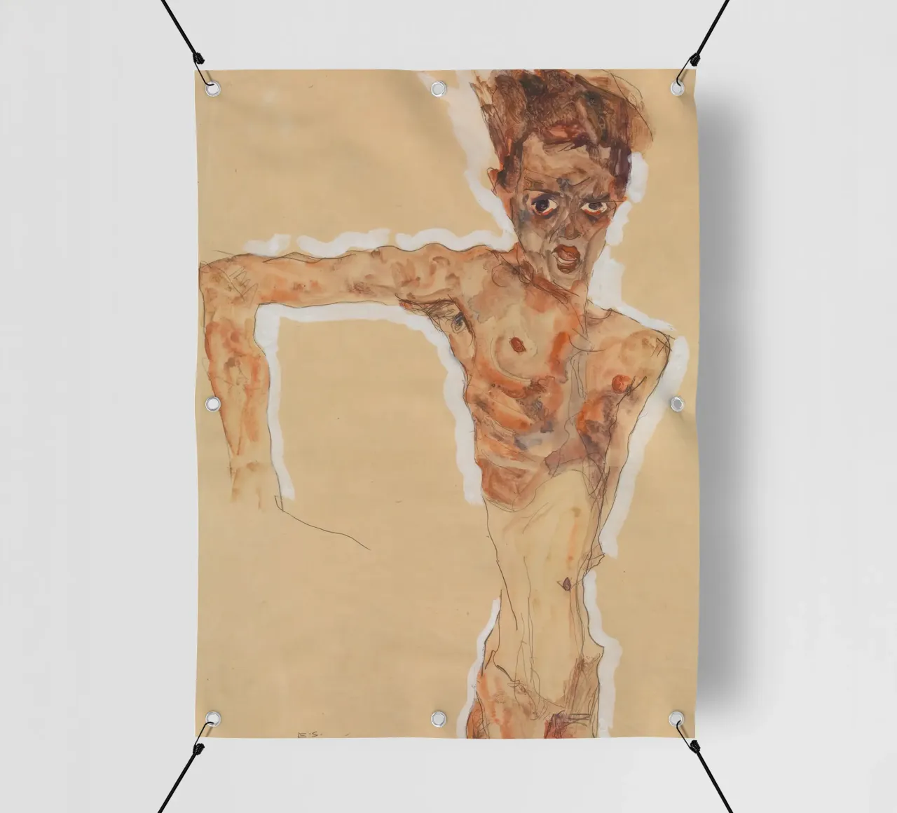Egon Schiele Autoritratto 1911 telo in pvc da Lile Shop