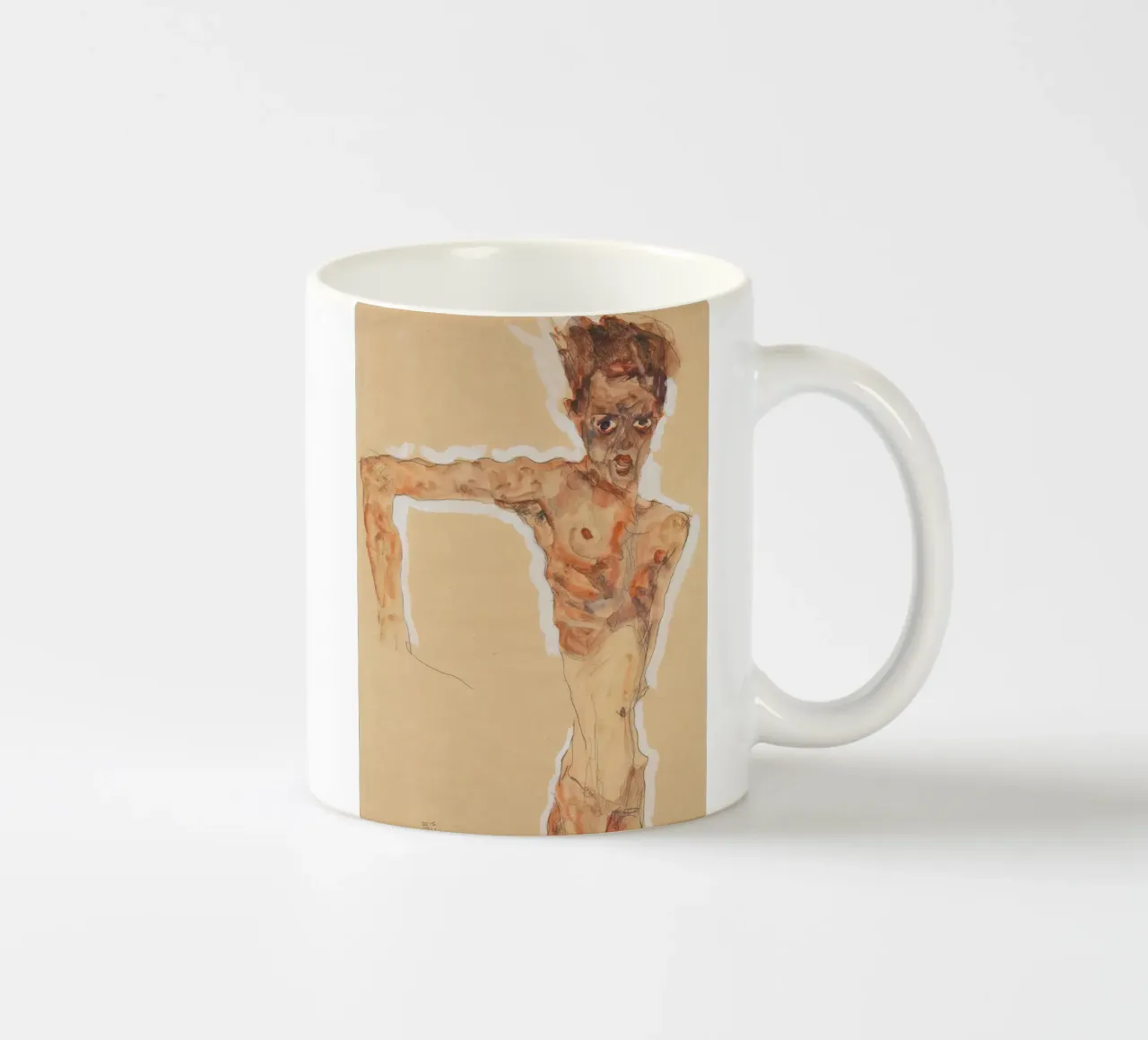 Egon Schiele Autoritratto 1911 tazza in ceramica da Lile Shop