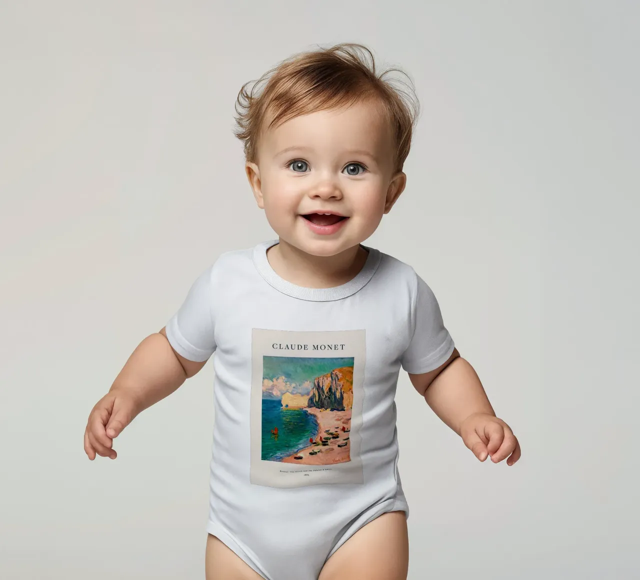 Vista d'epoca su spiaggia e montagna body neonato maniche corte da https://www.juniqe.com/uk/shop/Henndraws