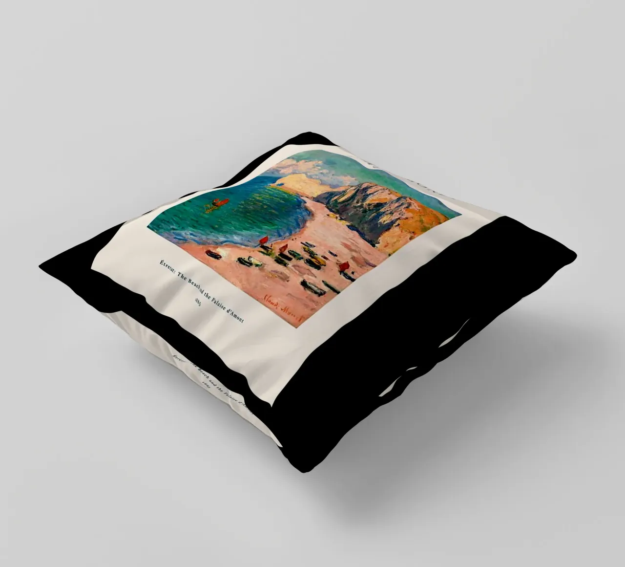 Vista d'epoca su spiaggia e montagna cuscino da https://www.juniqe.com/uk/shop/Henndraws