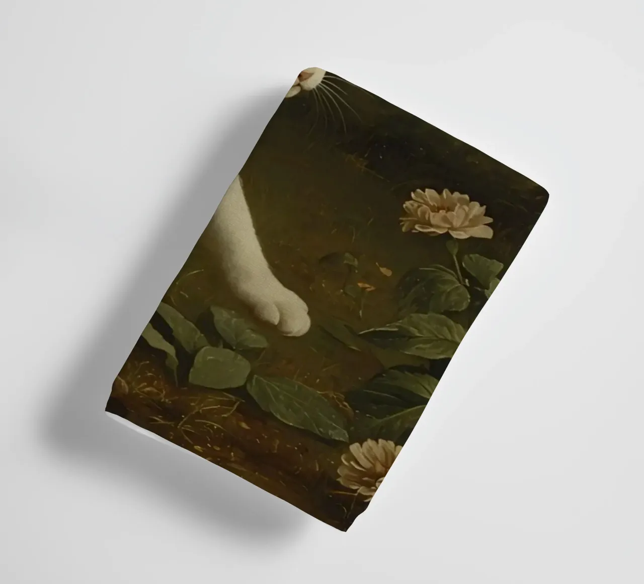 Curious cat exploring a garden while chasing butterflies towel by DesignDoodle