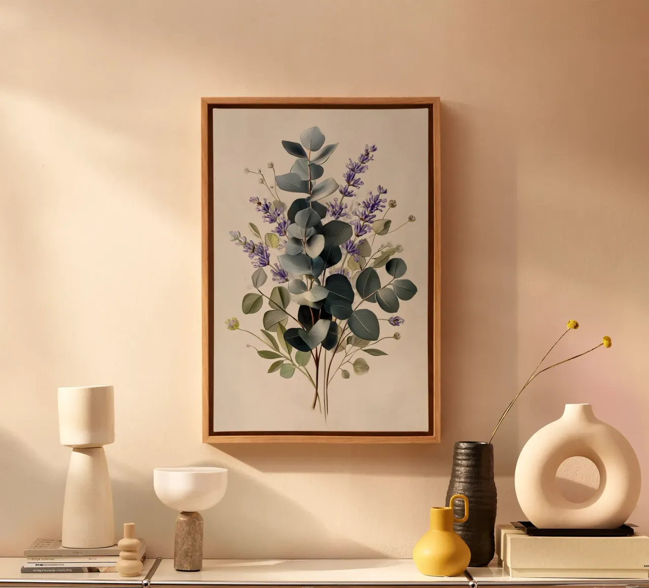 Arte della lavanda e dell'eucalipto tela con Cornice a cassetta da Studio Verde