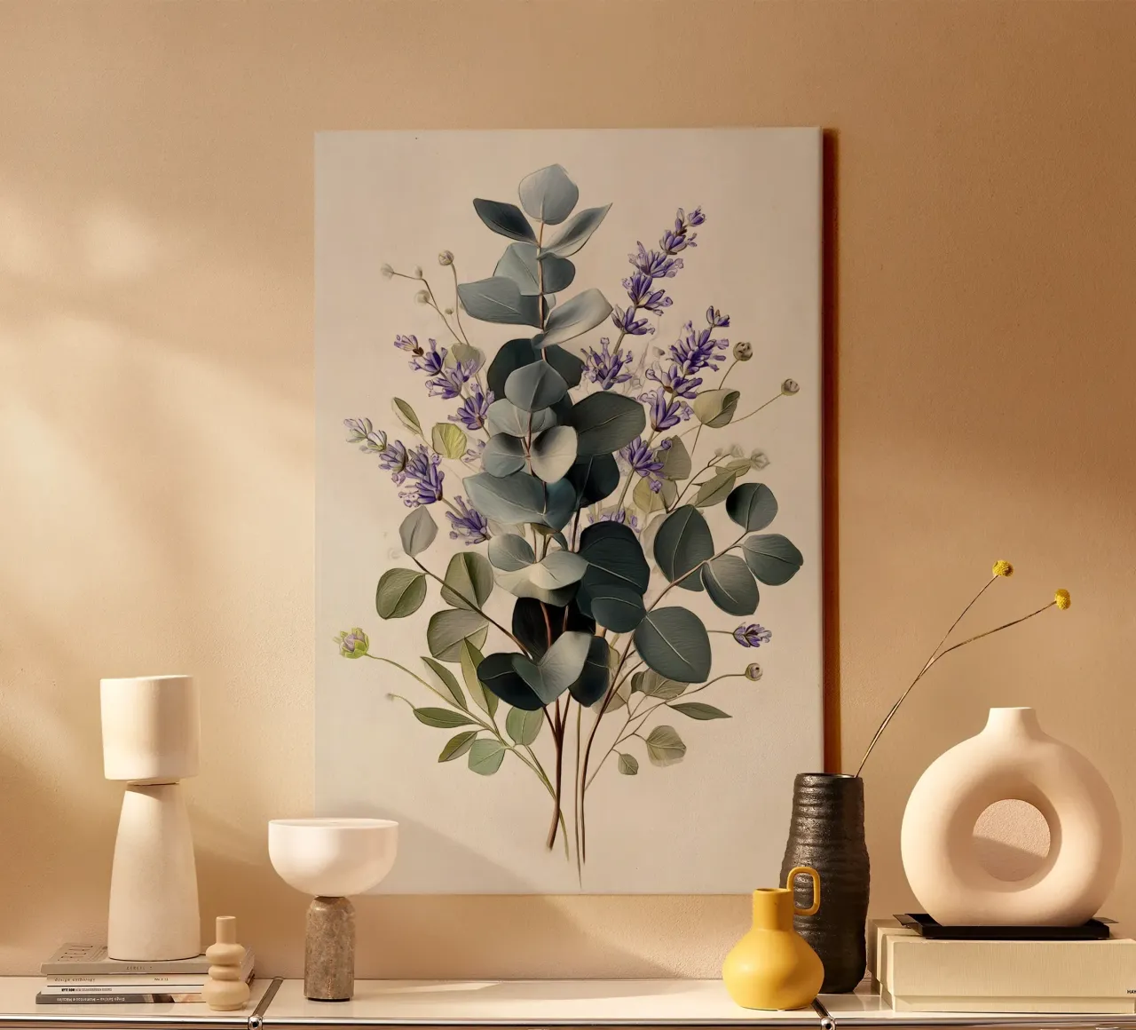 Arte della lavanda e dell'eucalipto tela con Cornice a cassetta da Studio Verde