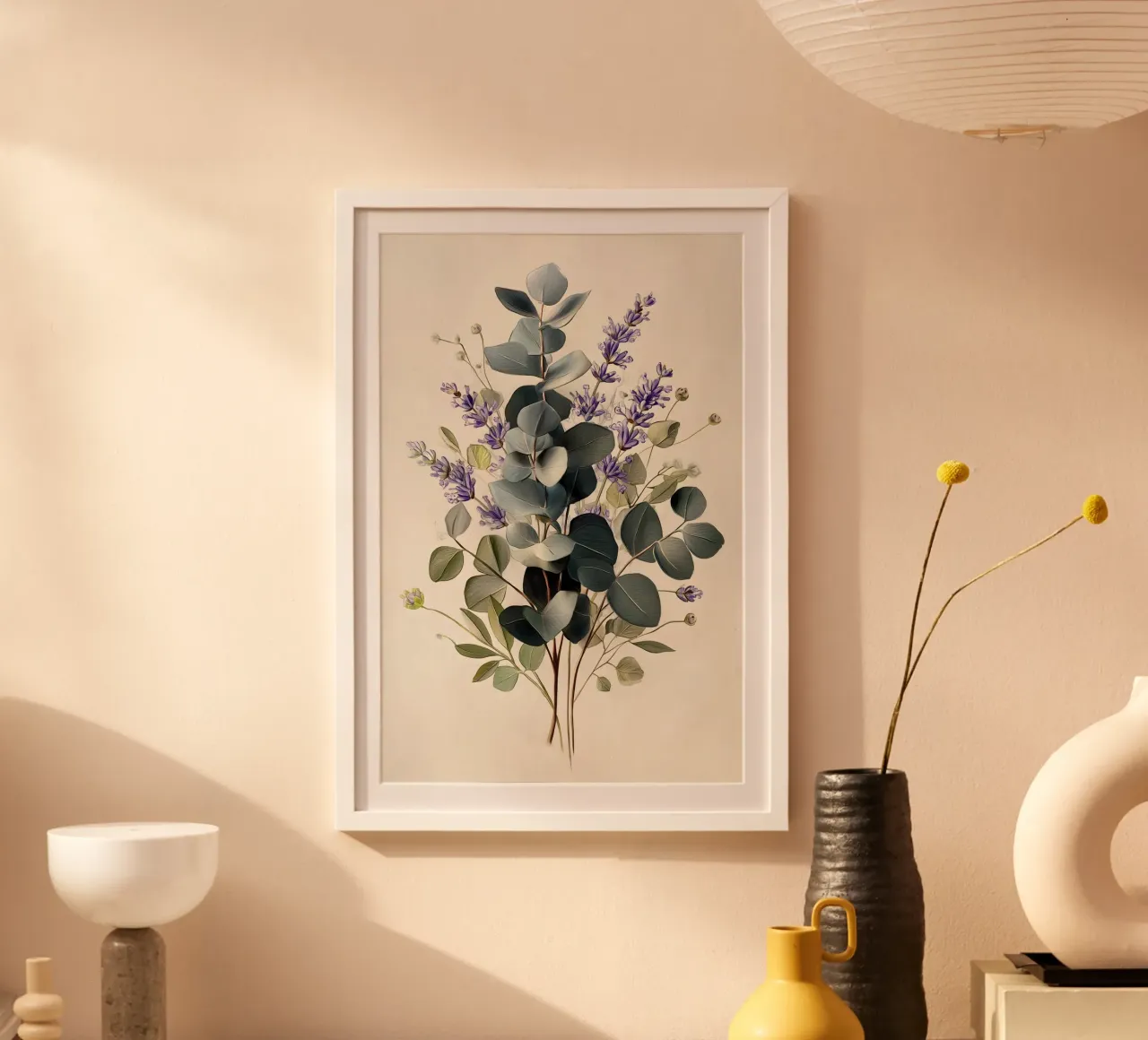 Arte della lavanda e dell'eucalipto poster con telaio in plastica da Studio Verde
