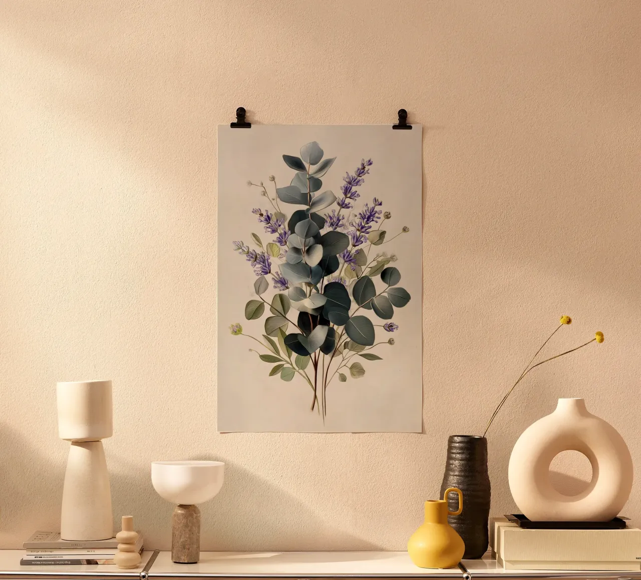 Arte della lavanda e dell'eucalipto poster con telaio in plastica da Studio Verde