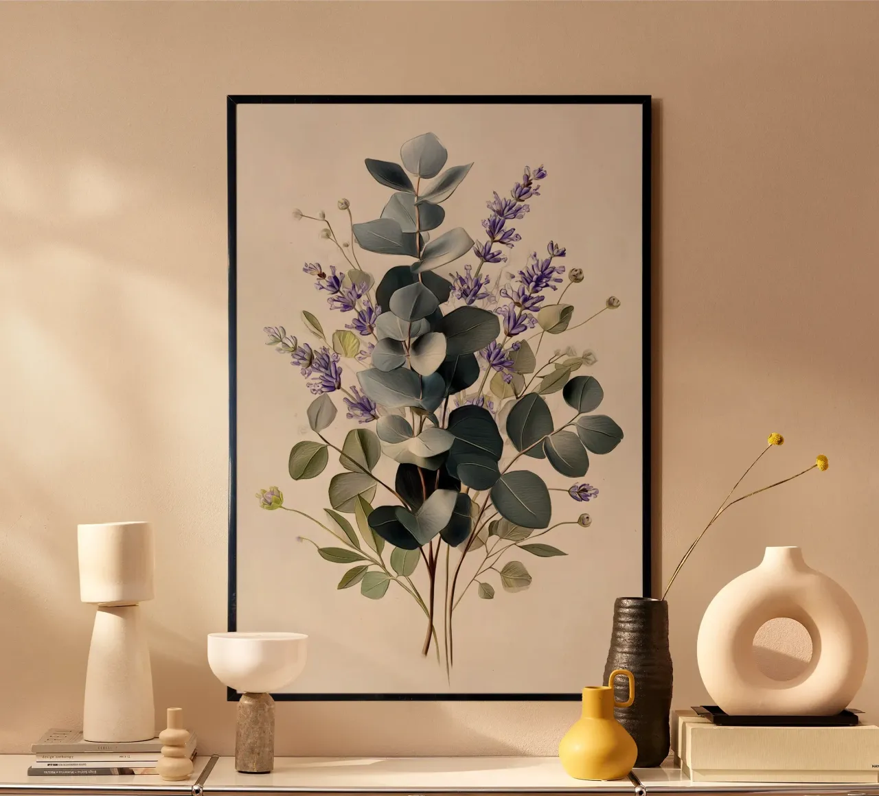Arte della lavanda e dell'eucalipto poster con telaio in plastica da Studio Verde