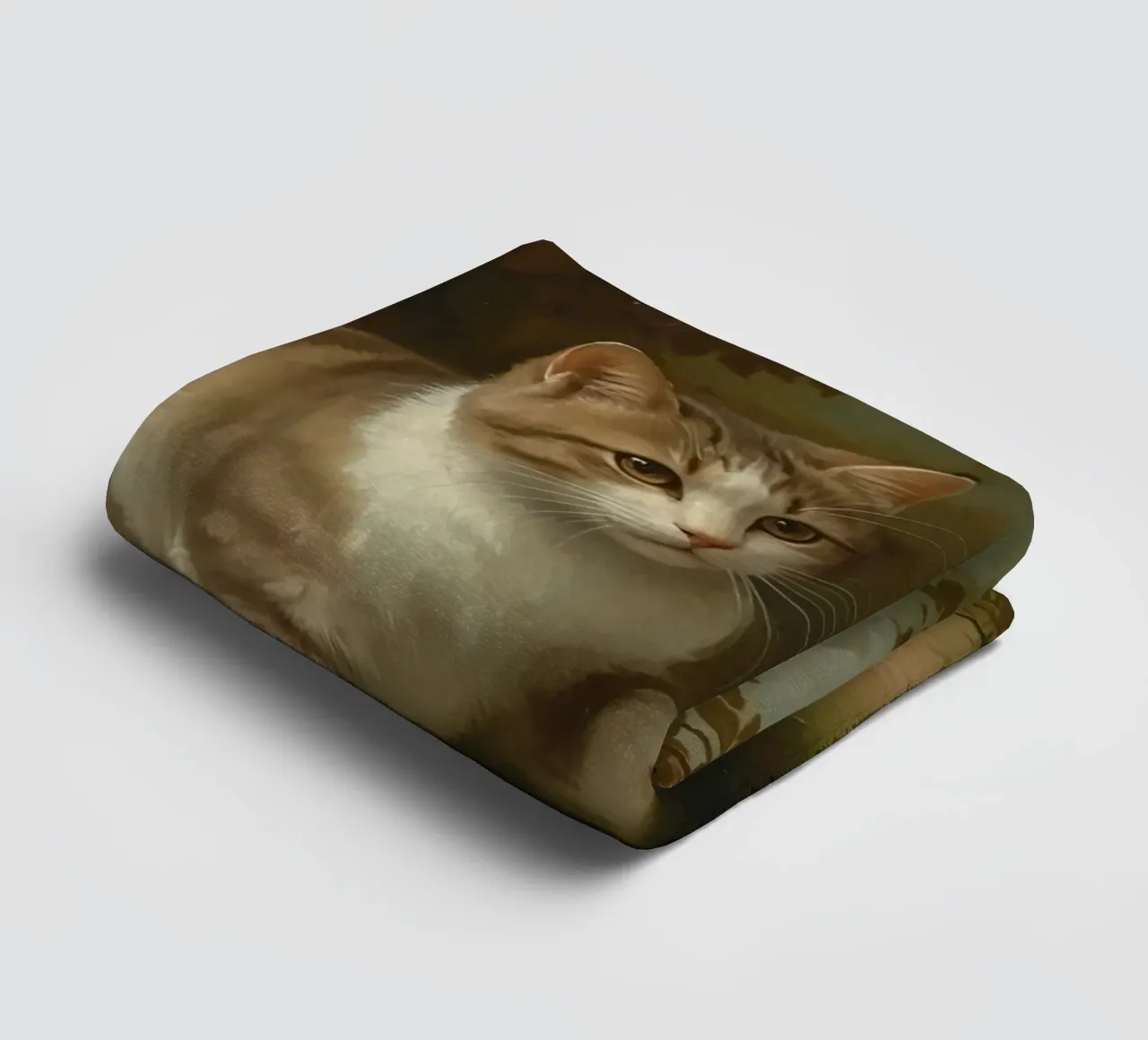 Cat strolling through garden while playing with a butterfly towel by DesignDoodle