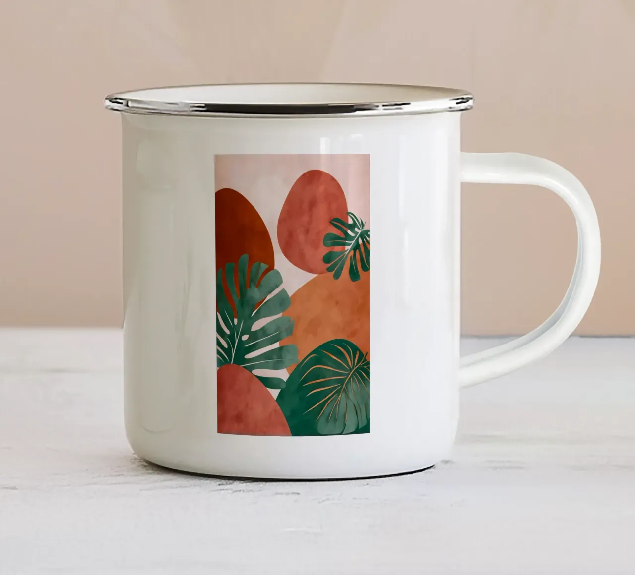 Monstera art enamel mug by Studio Verde