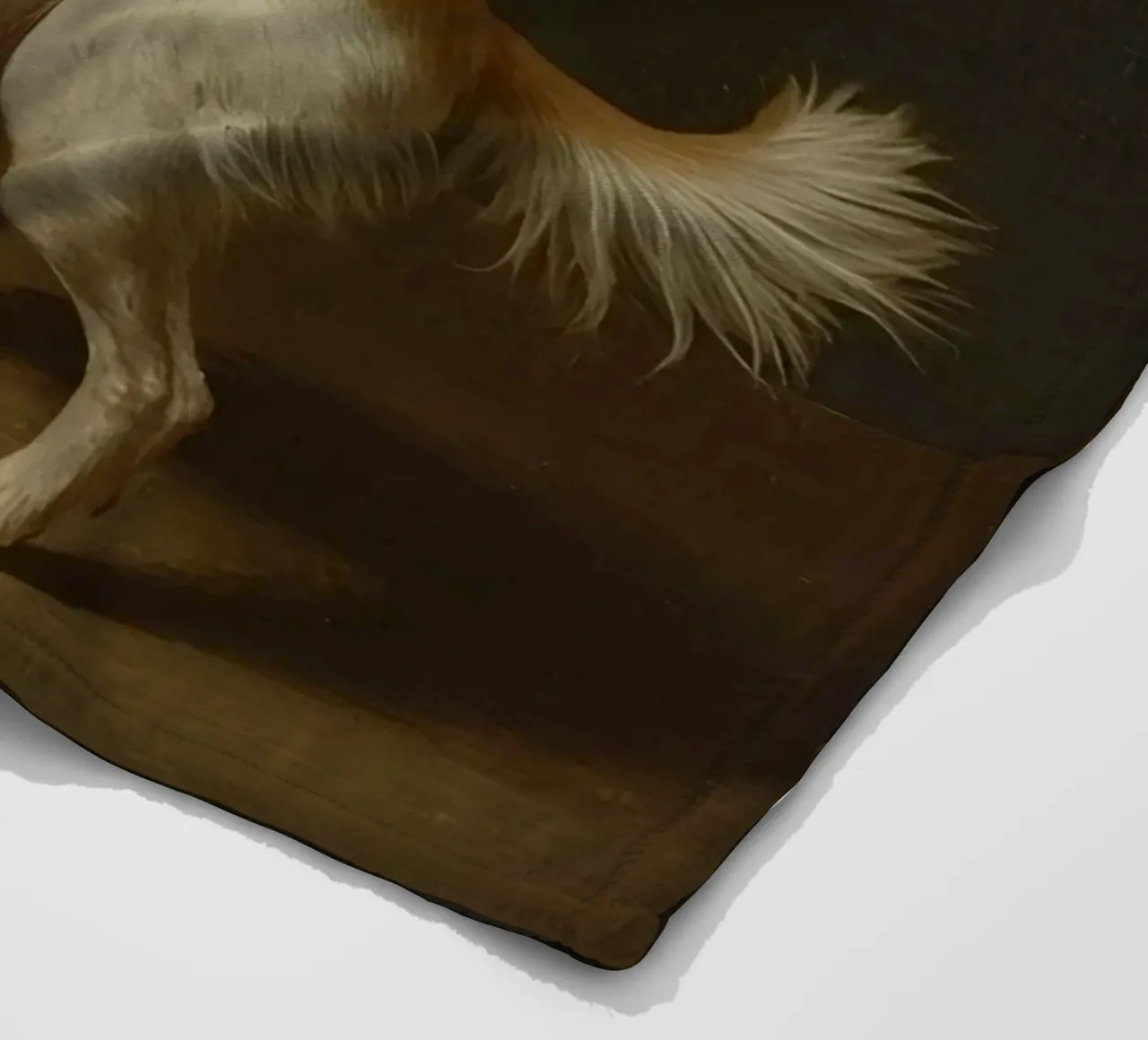 Cane in piedi con le zampe su un tavolo in un ambiente classico coperta in pile da DesignDoodle