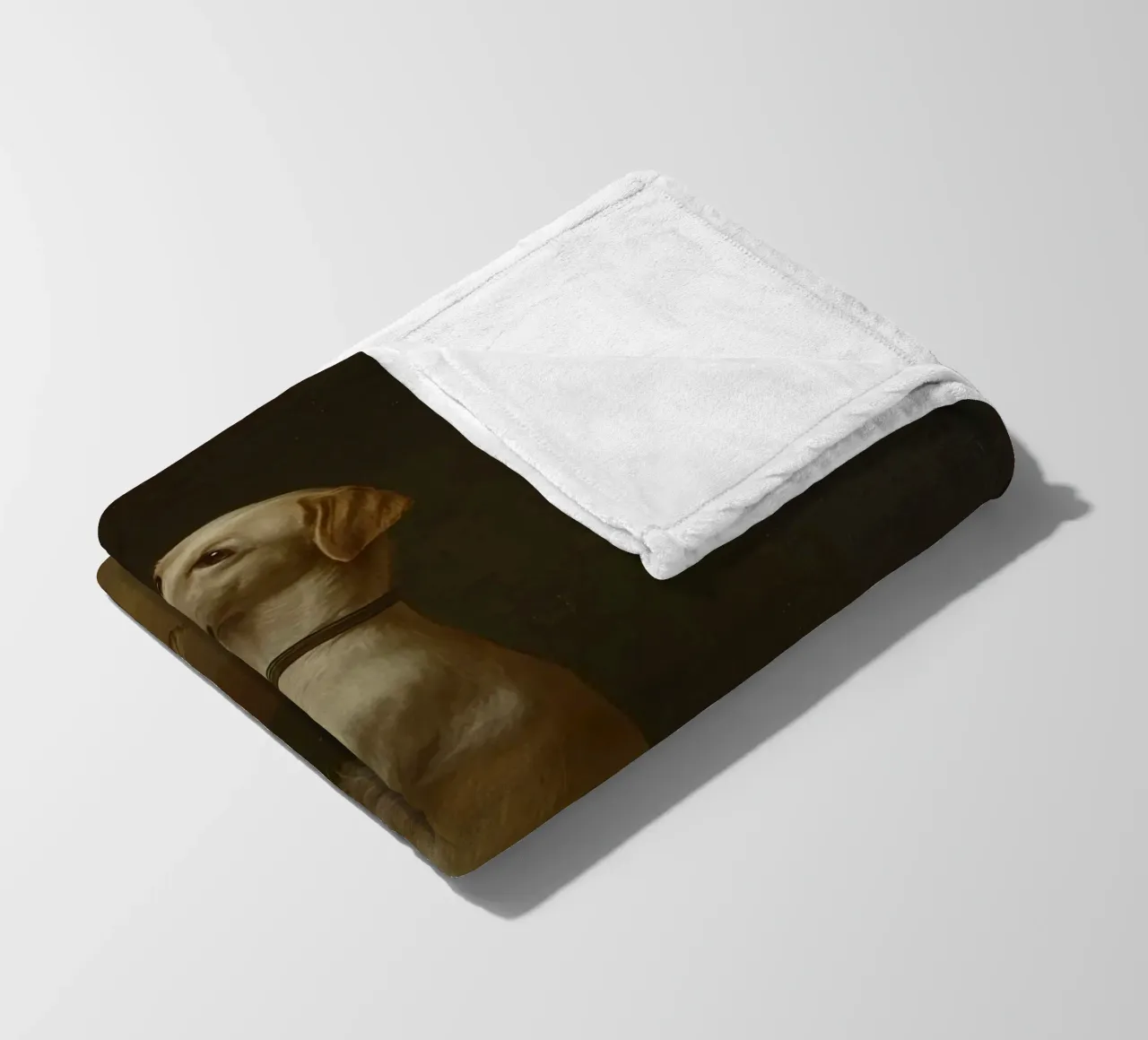 Cane in piedi con le zampe su un tavolo in un ambiente classico coperta in pile da DesignDoodle